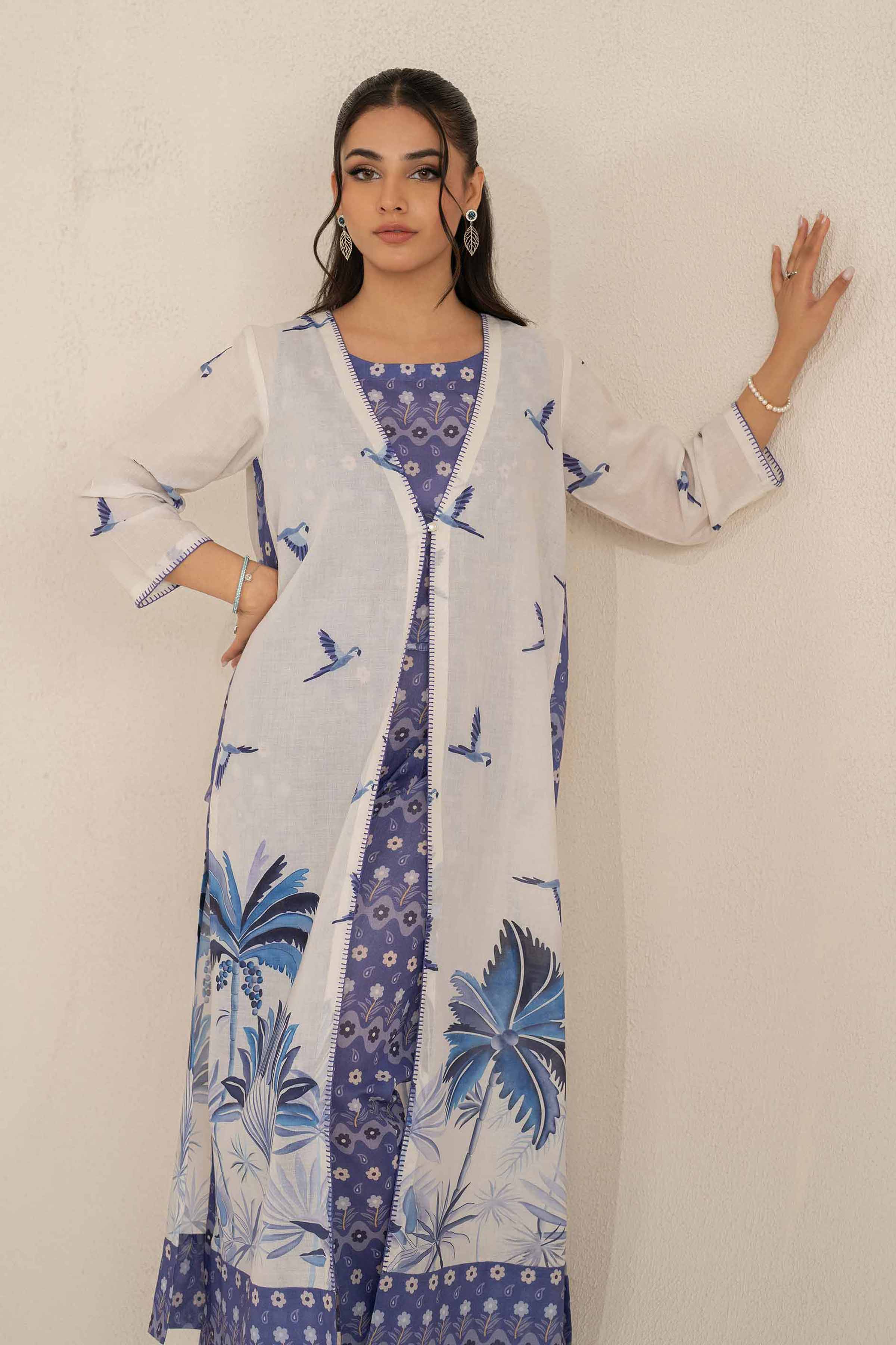 NishatUK - Brown Printed Lawn 3-piece ready to wear Suit