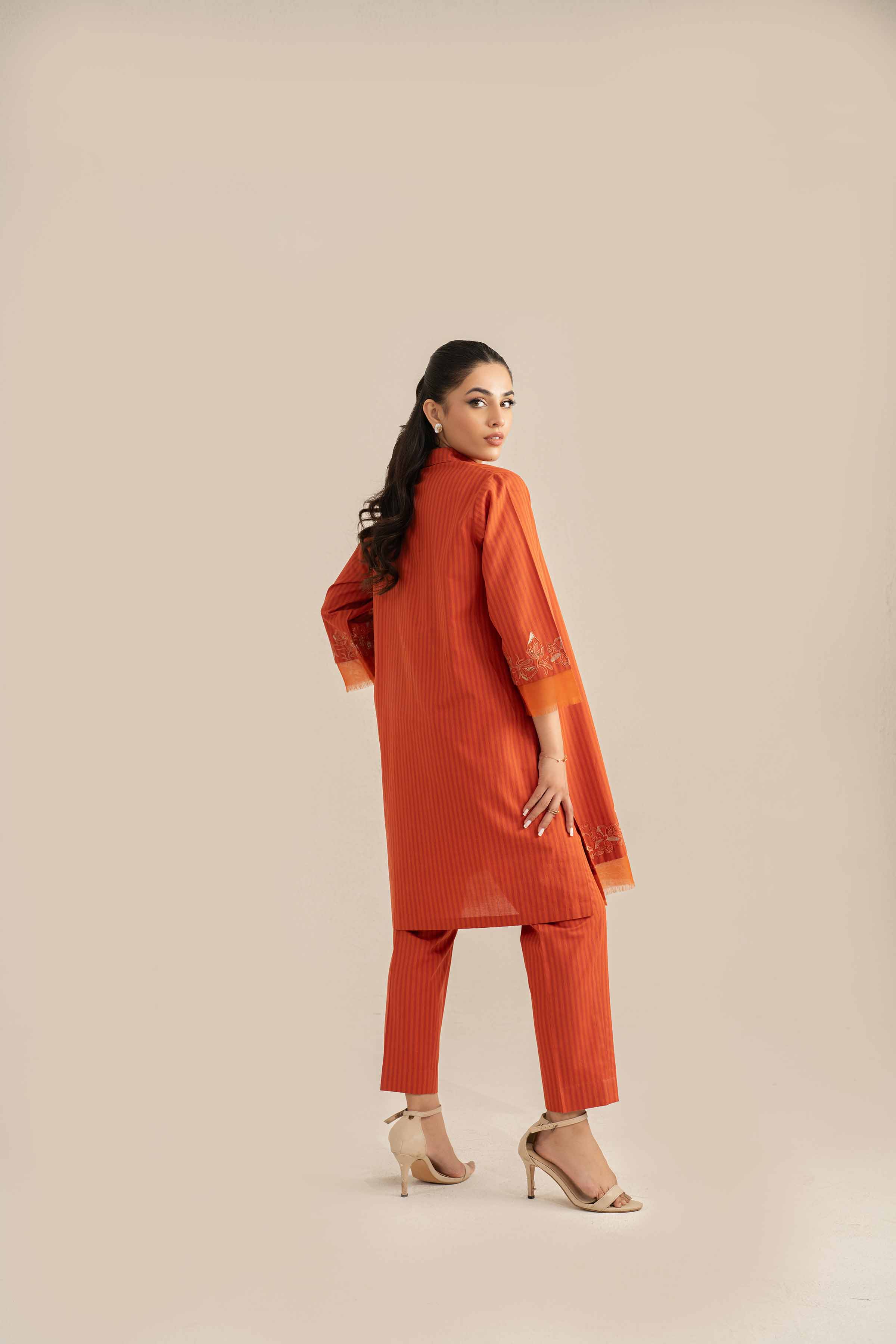 NishatUK - Brown Embroidered   Yarn Dyed 2-piece ready to wear Luxury Dress