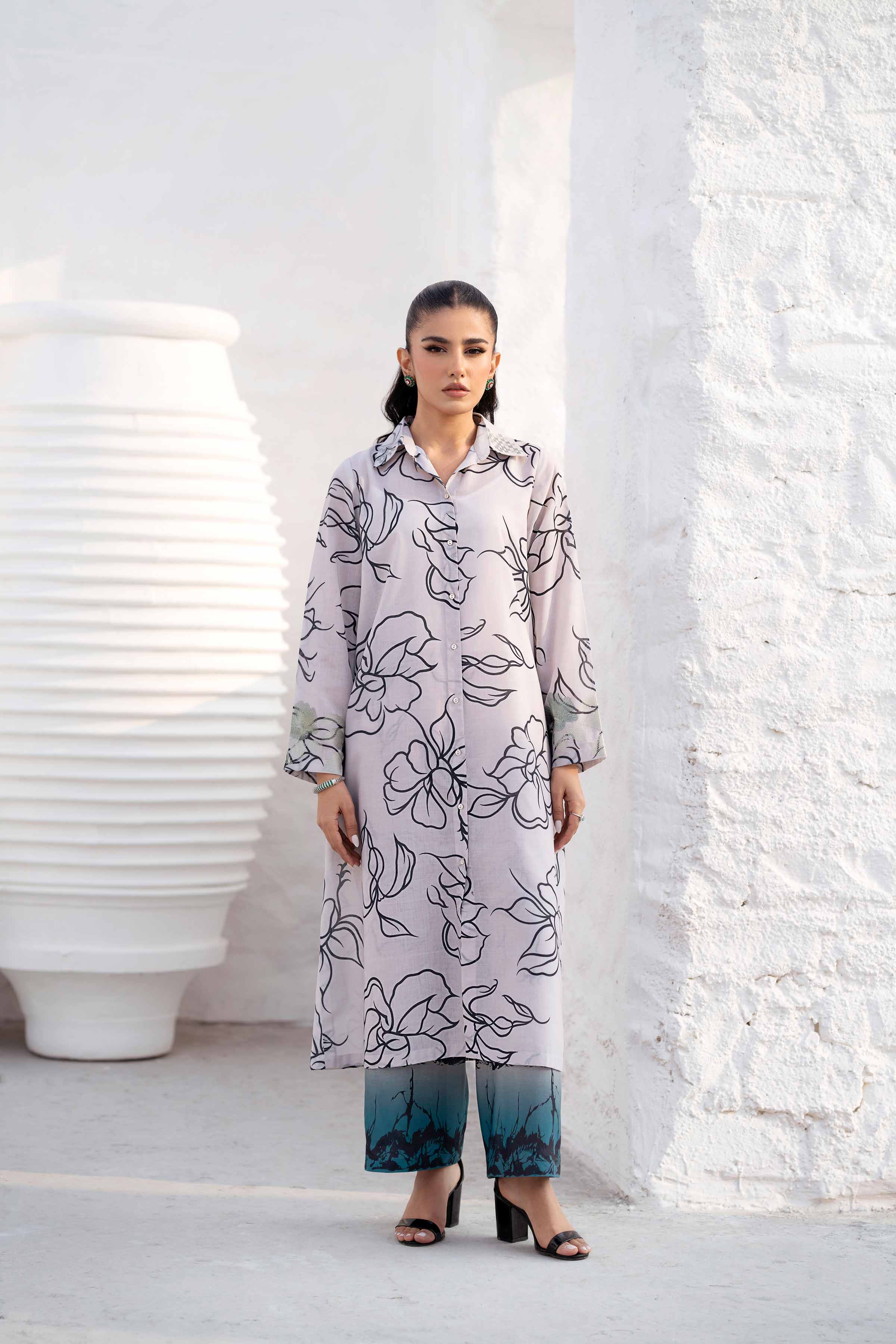 NishatUK - Brown Embroidered  Lawn 2-piece ready to wear Luxury Dress