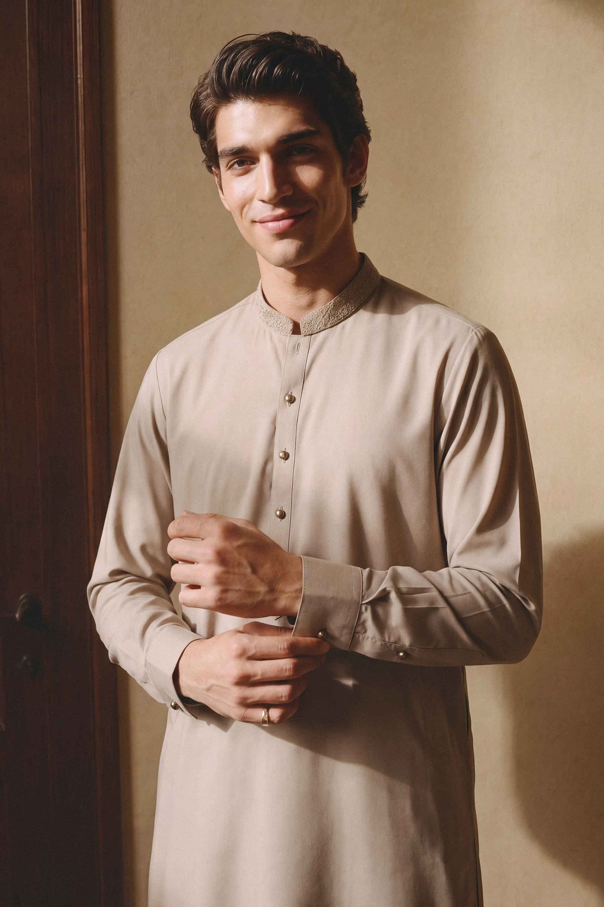 Nishat UK - Beige Embroidered Wash & Wear 2 Pieces ready to wear 