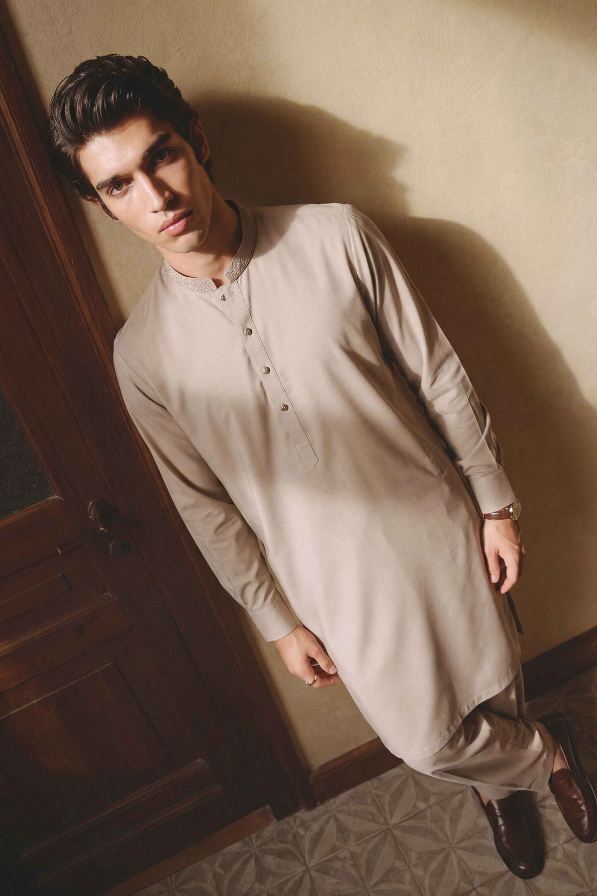 Nishat UK - Beige Embroidered Wash & Wear 2 Pieces ready to wear 