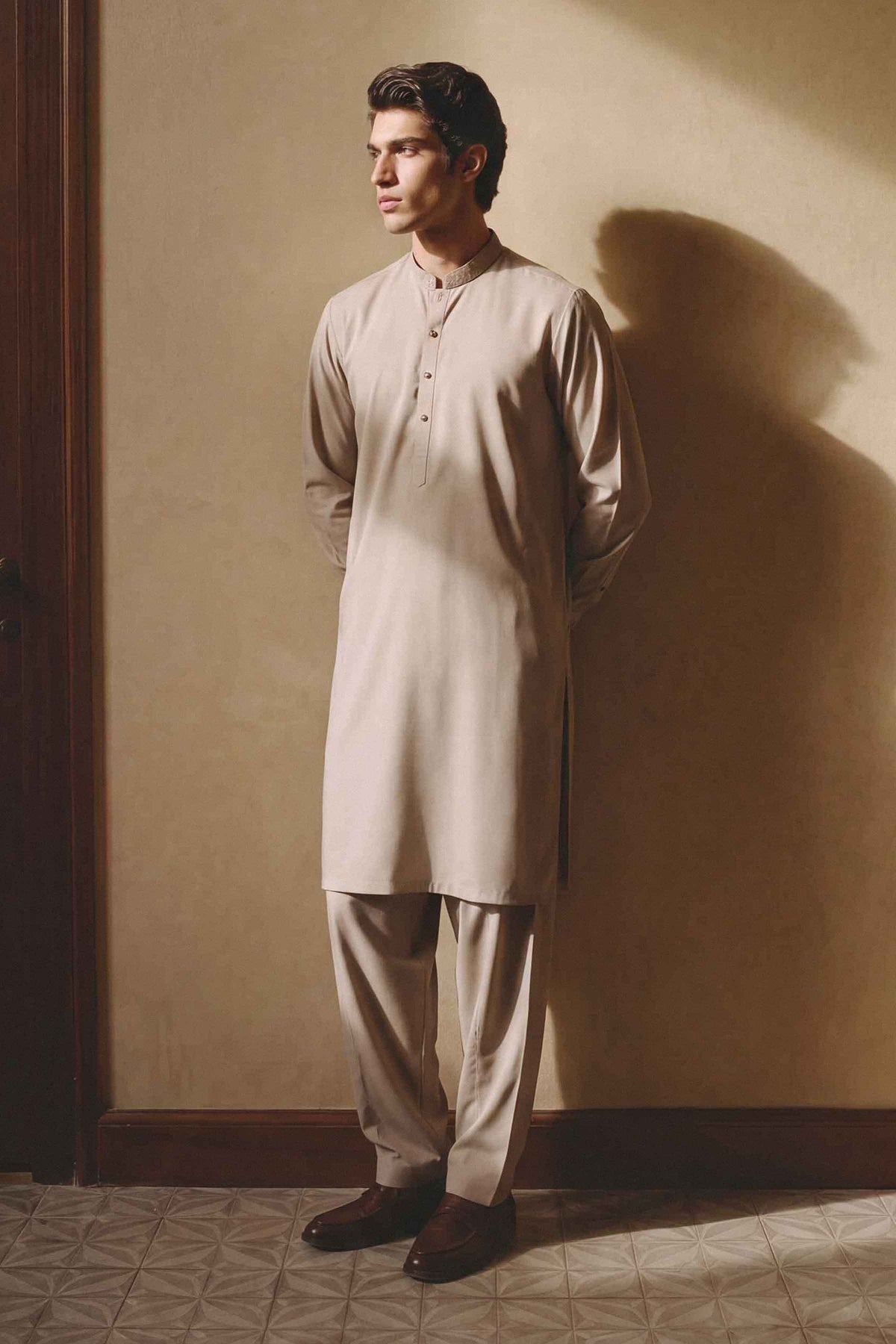 Nishat UK - Beige Embroidered Wash & Wear 2 Pieces ready to wear 