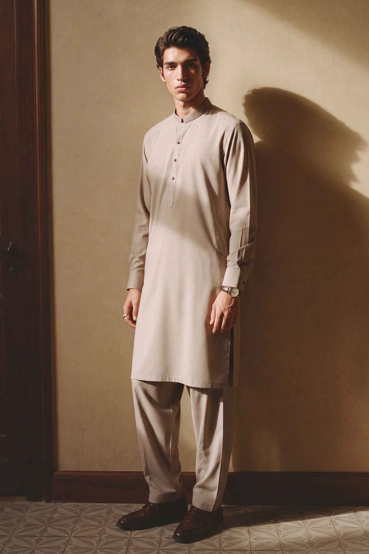 Nishat UK - Beige Embroidered Wash & Wear 2 Pieces ready to wear 