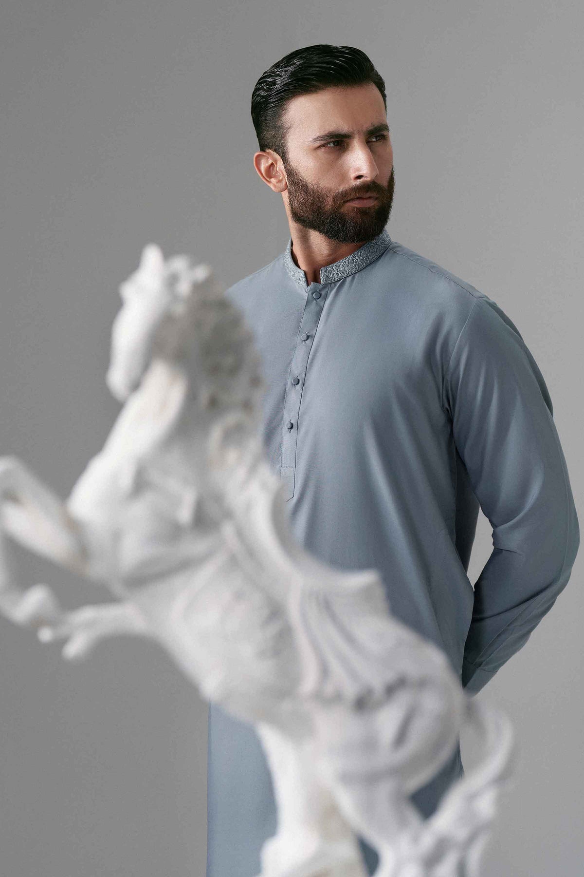 Nishat UK - Grey Embroidered Wash & Wear 2 Pieces ready to wear 