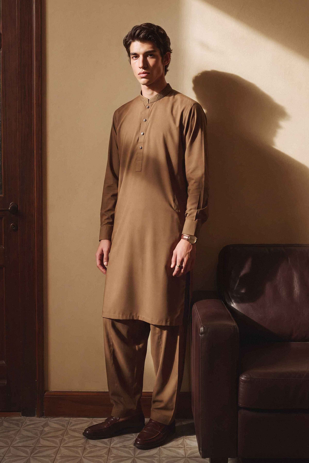 Nishat UK - Brown Embroidered Wash & Wear 2 Pieces ready to wear 