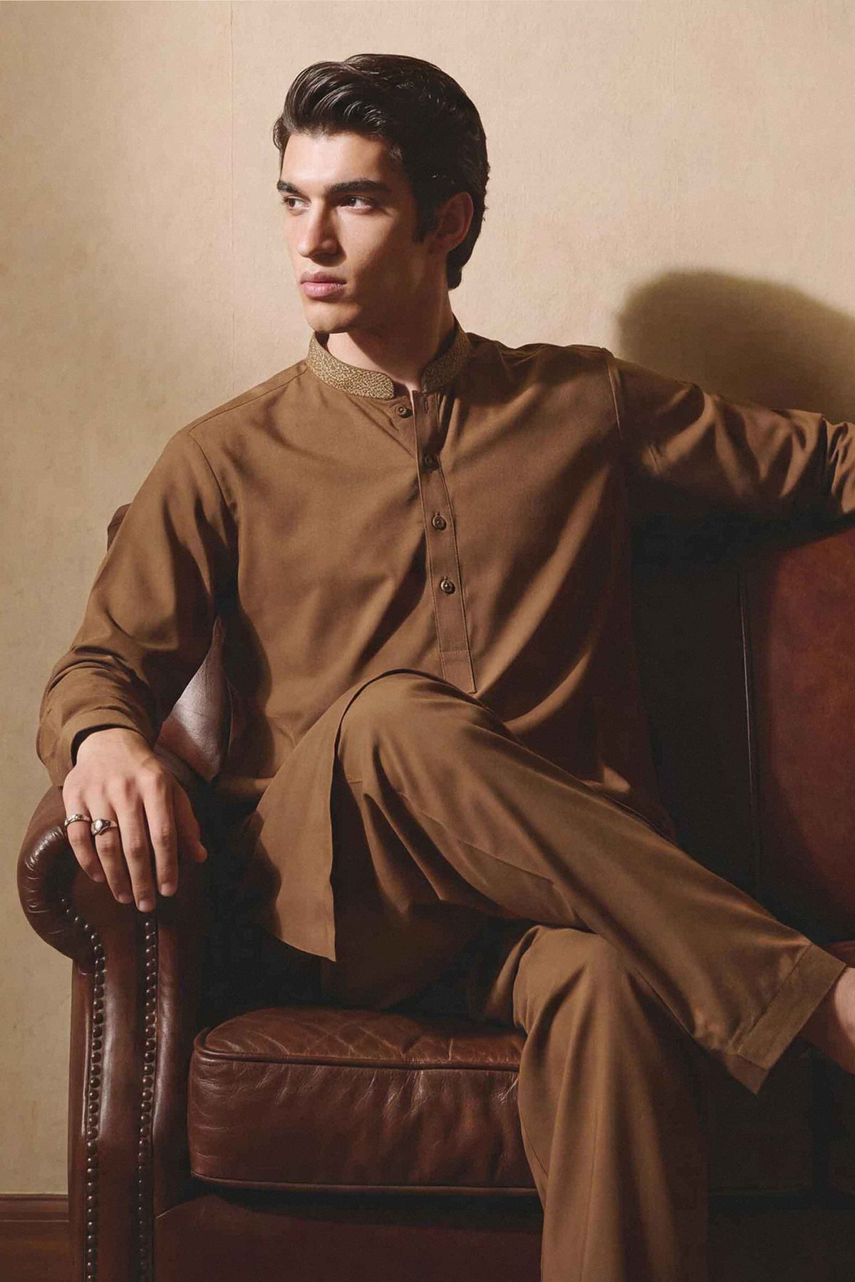 Nishat UK - Brown Embroidered Wash & Wear 2 Pieces ready to wear 