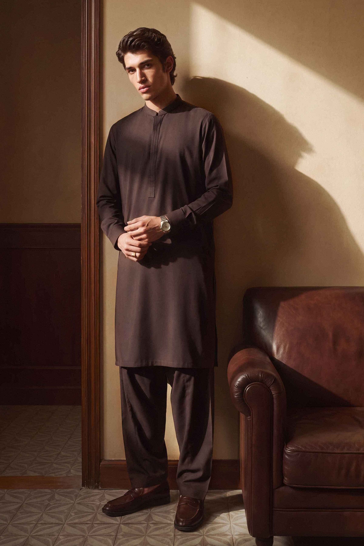 Nishat UK - Brown Solids  Wash & Wear 2 Pieces ready to wear Dress