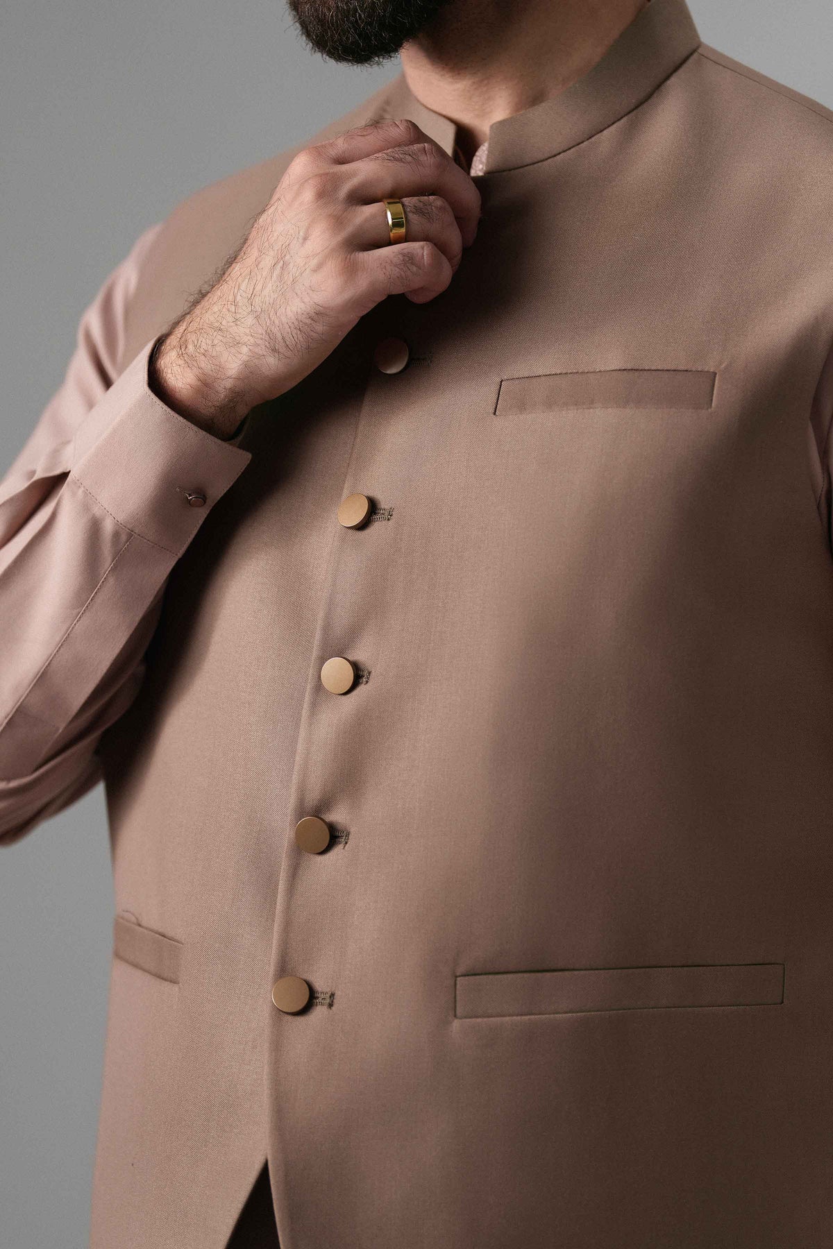 Nishat UK - Brown Solids  Blended 1 Piece ready to wear waiscoat