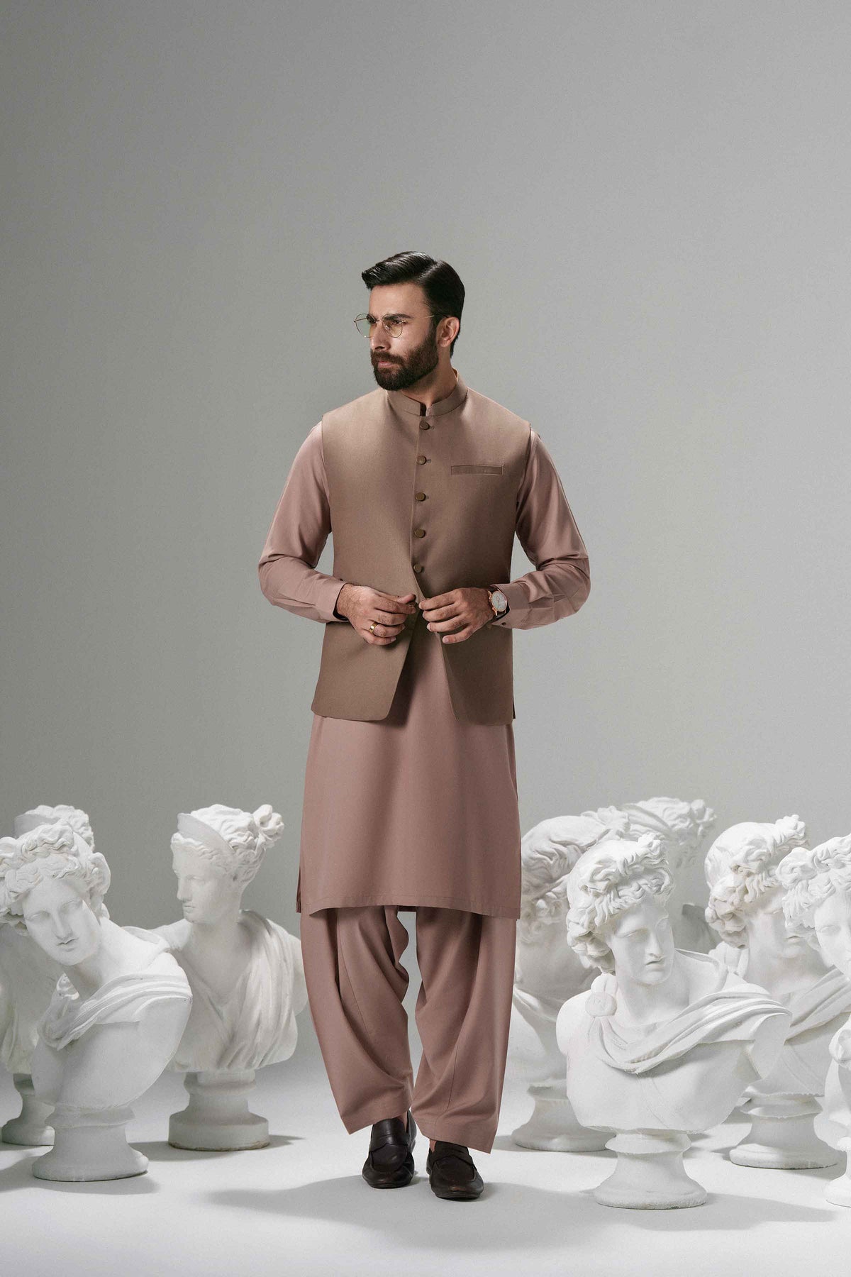 Nishat UK - Brown Solids  Blended 1 Piece ready to wear waiscoat