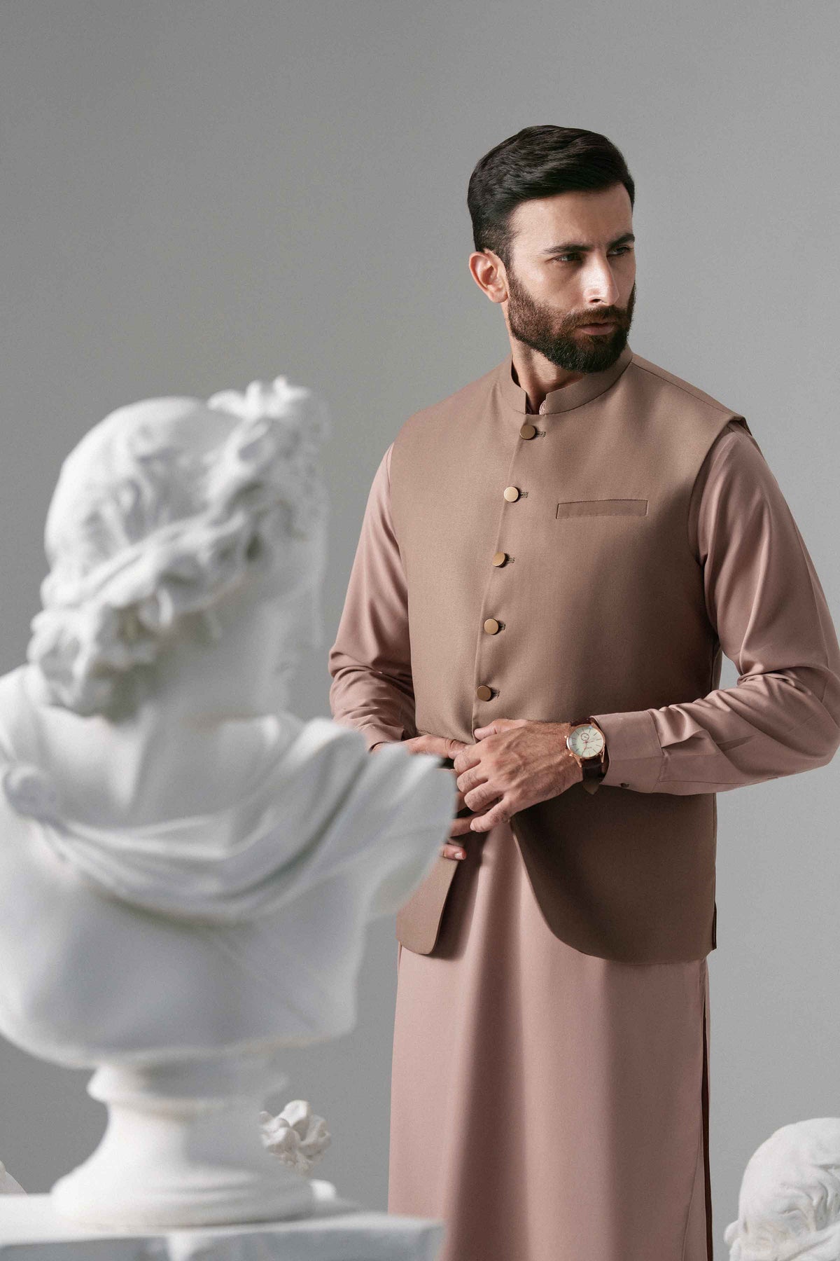 Nishat UK - Brown Embroidered Wash & Wear 2 Pieces ready to wear 