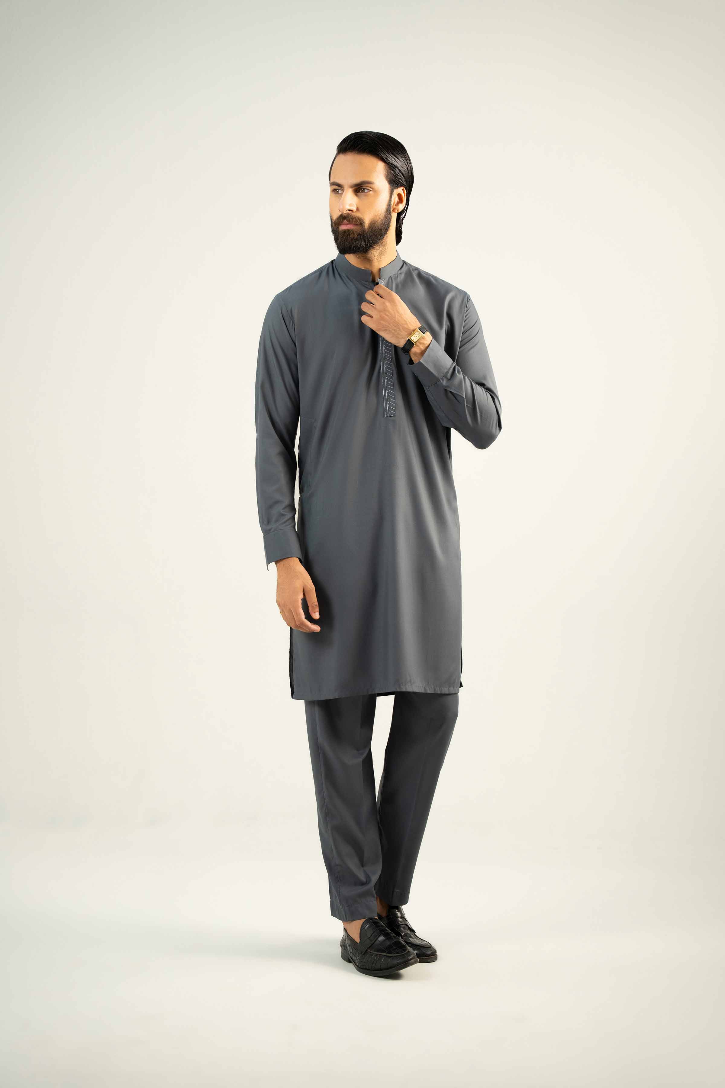 NishatUK - Grey Embroidered   Ambassadar 2-piece ready to wear Dress