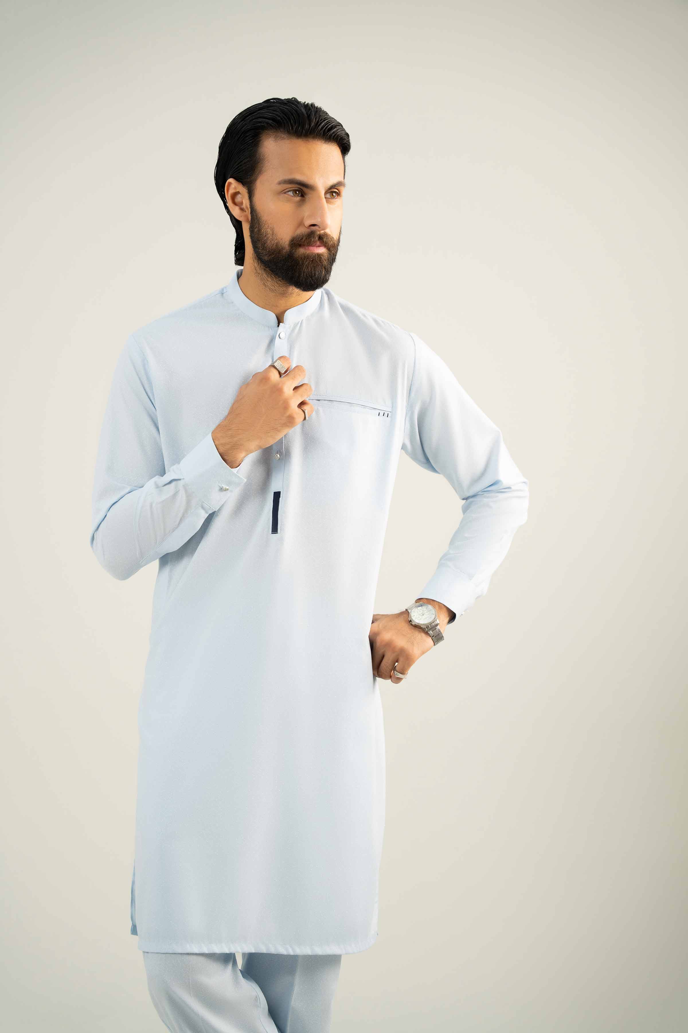 NishatUK - Blue Solids  karandi 2-piece ready to wear Dress