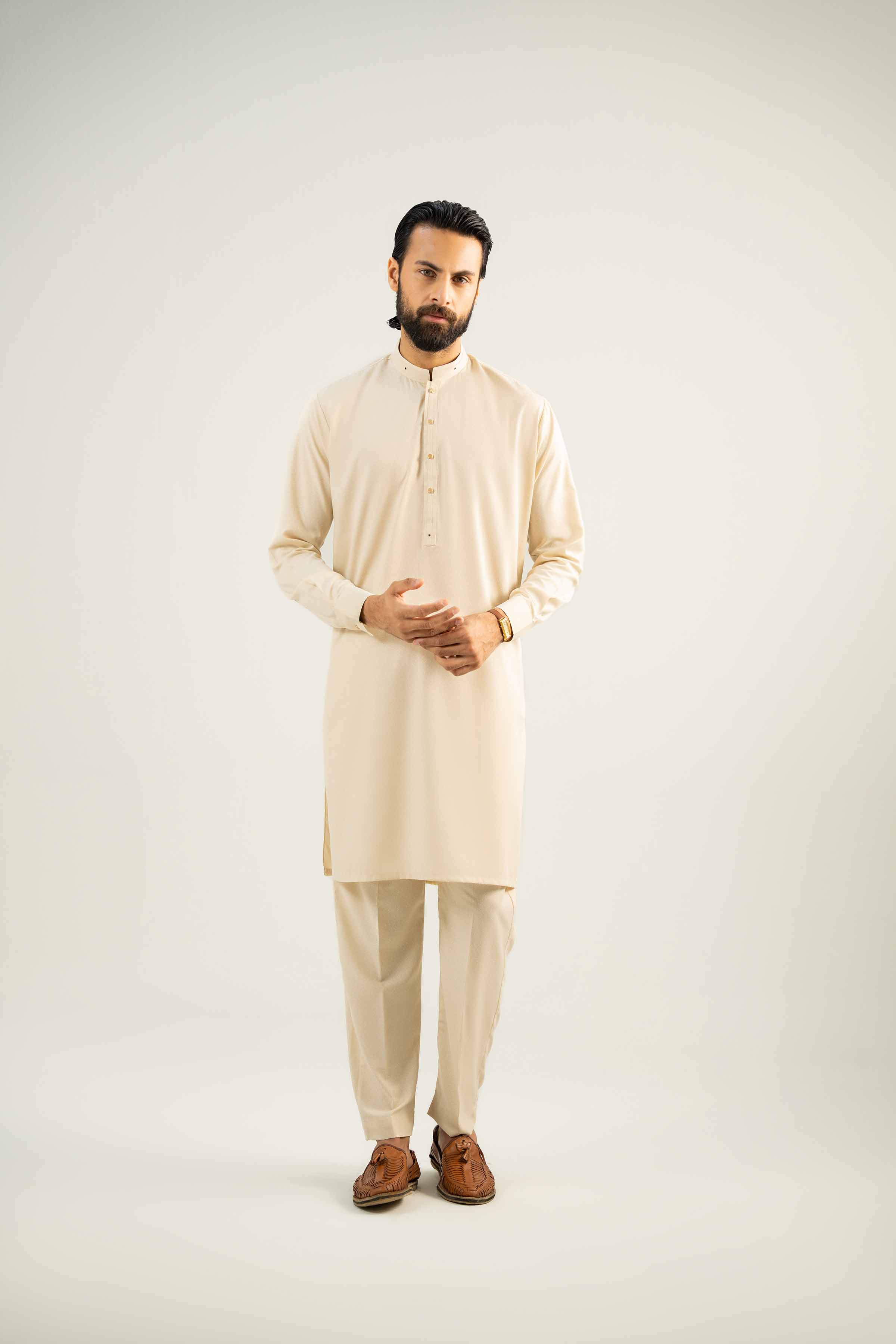 NishatUK - Beige Solids  Karandi 2-piece ready to wear Dress