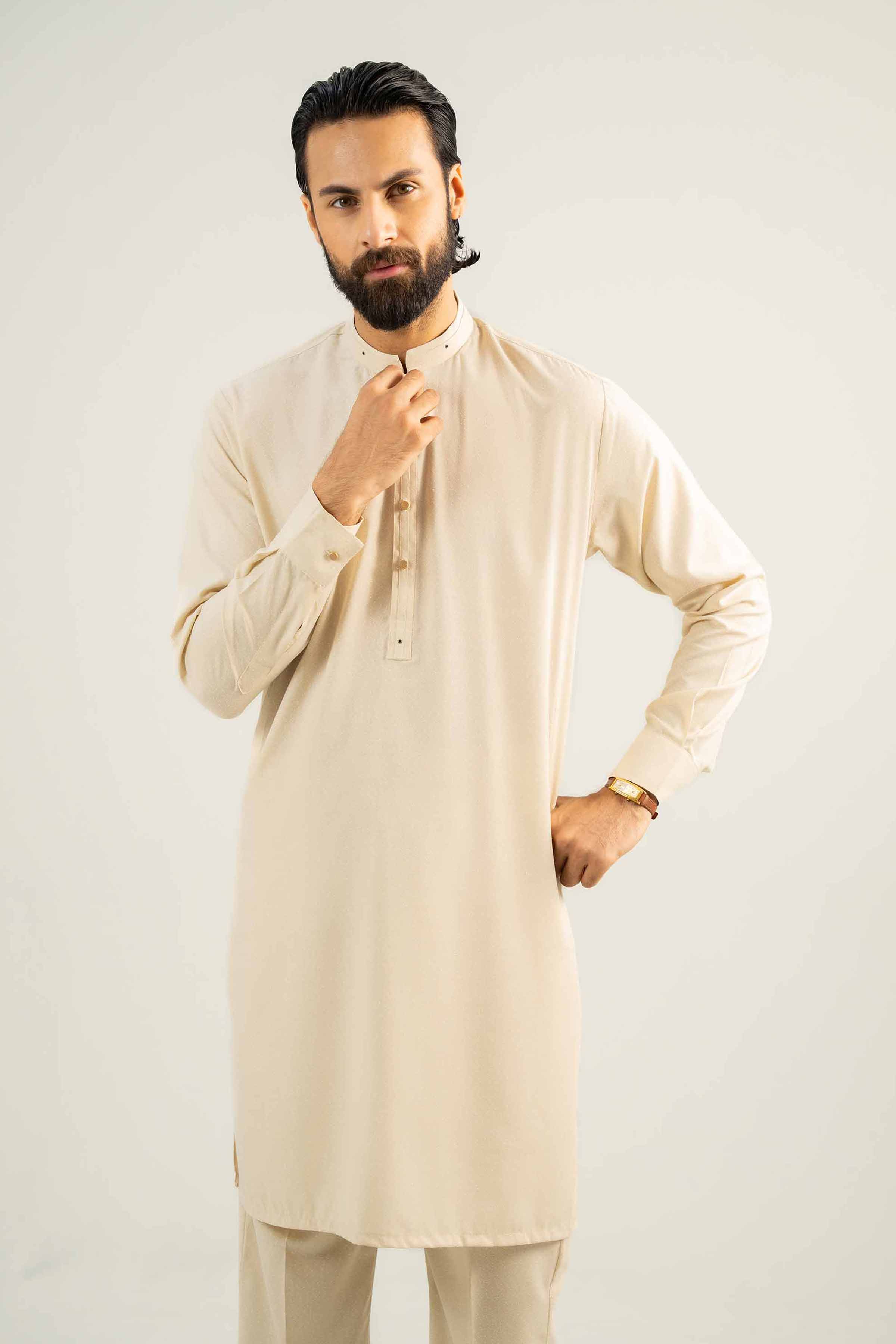 NishatUK - Beige Solids  Karandi 2-piece ready to wear Dress