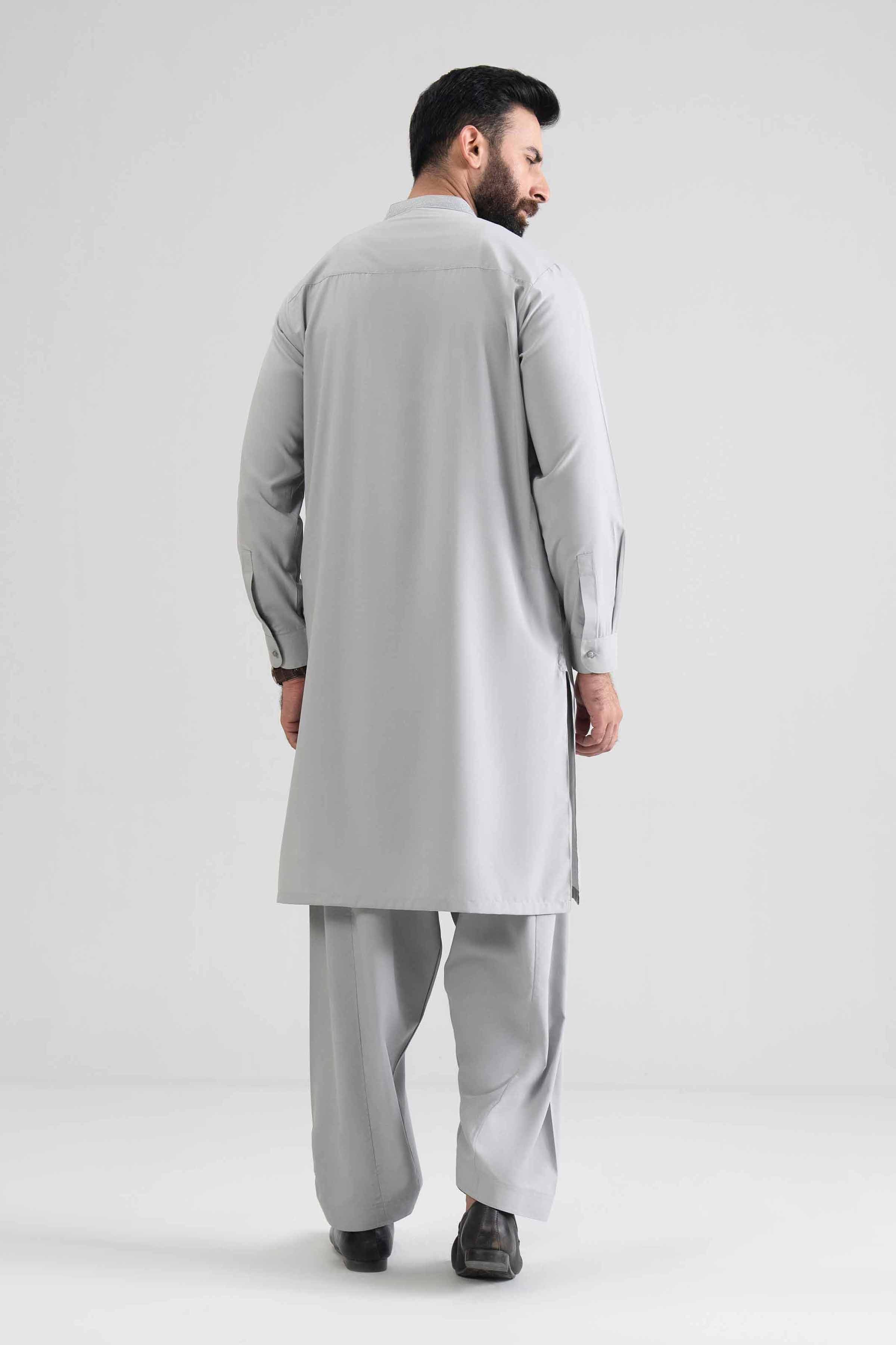 NishatUK - Grey Embroidered Blended 2-piece ready to wear Dress