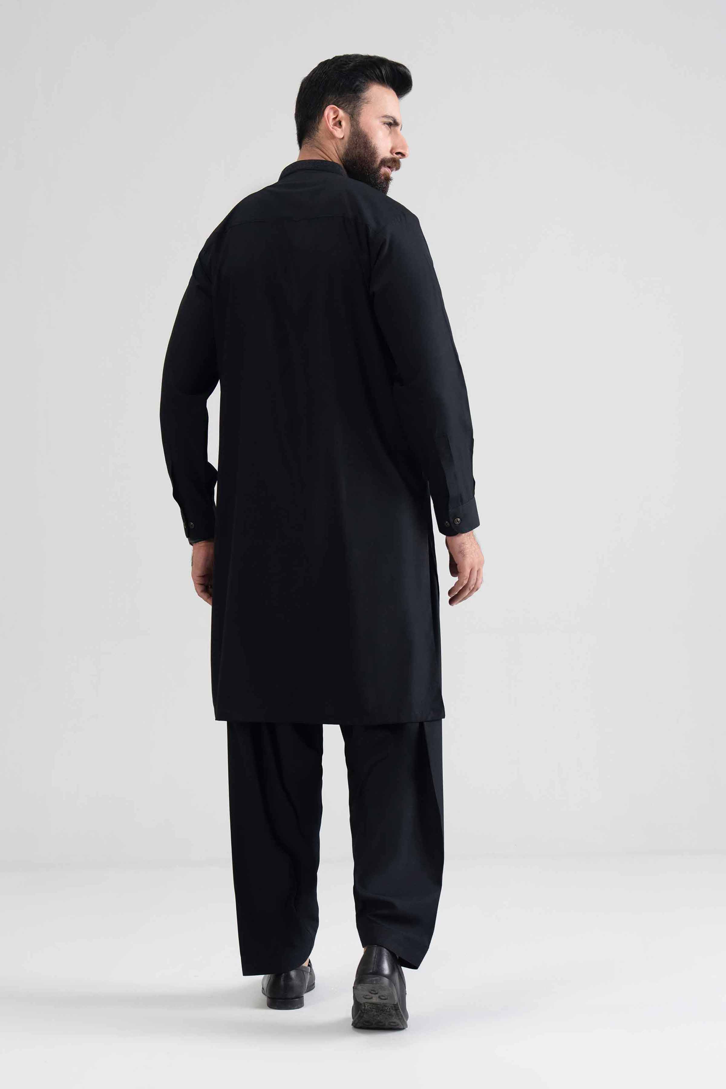 NishatUK - Black Embroidered Blended 2-piece ready to wear Dress