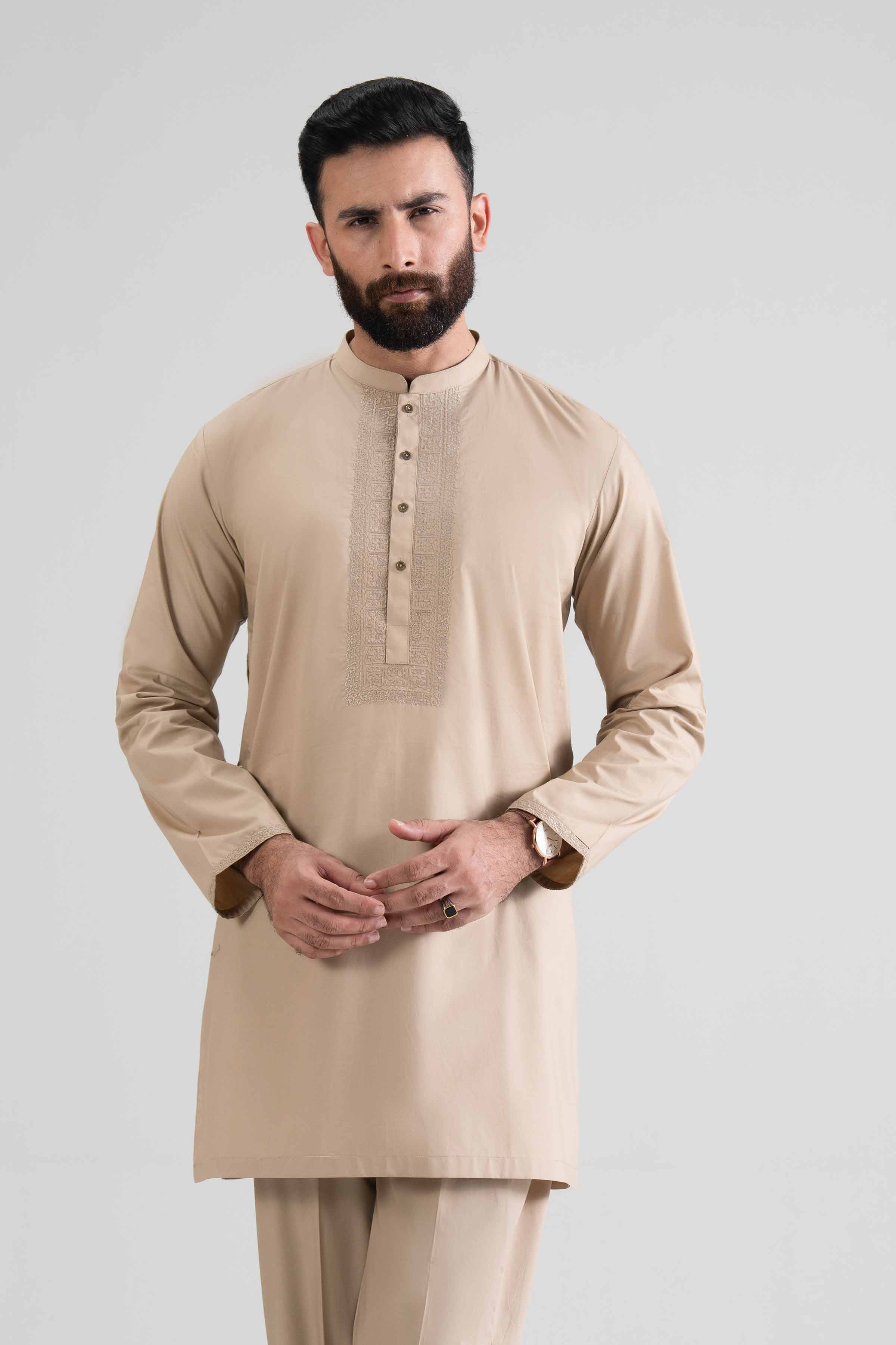NishatUK - Brown Men Cotton 2-piece ready to wear Dress