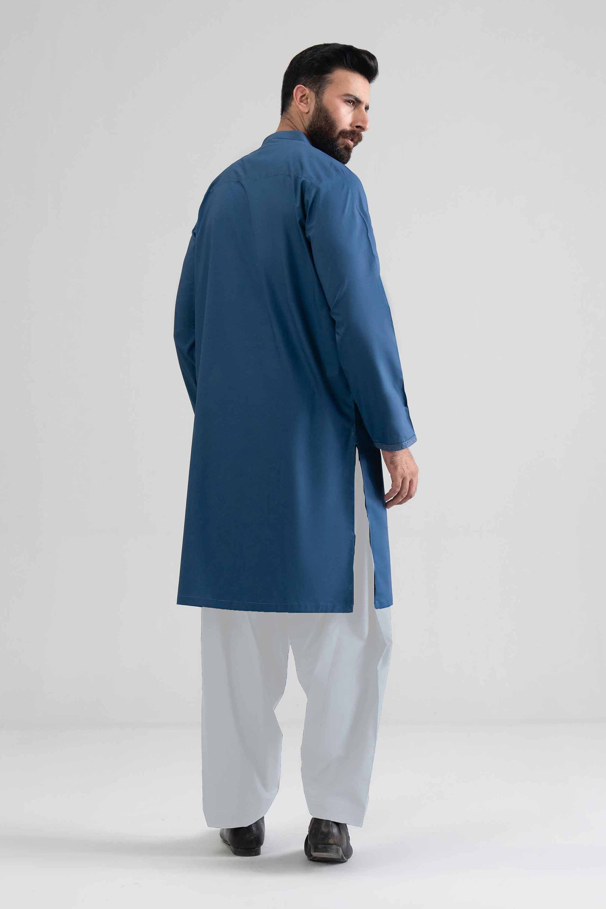 NishatUK - Blue Embroidered Cotton 2-piece ready to wear Dress