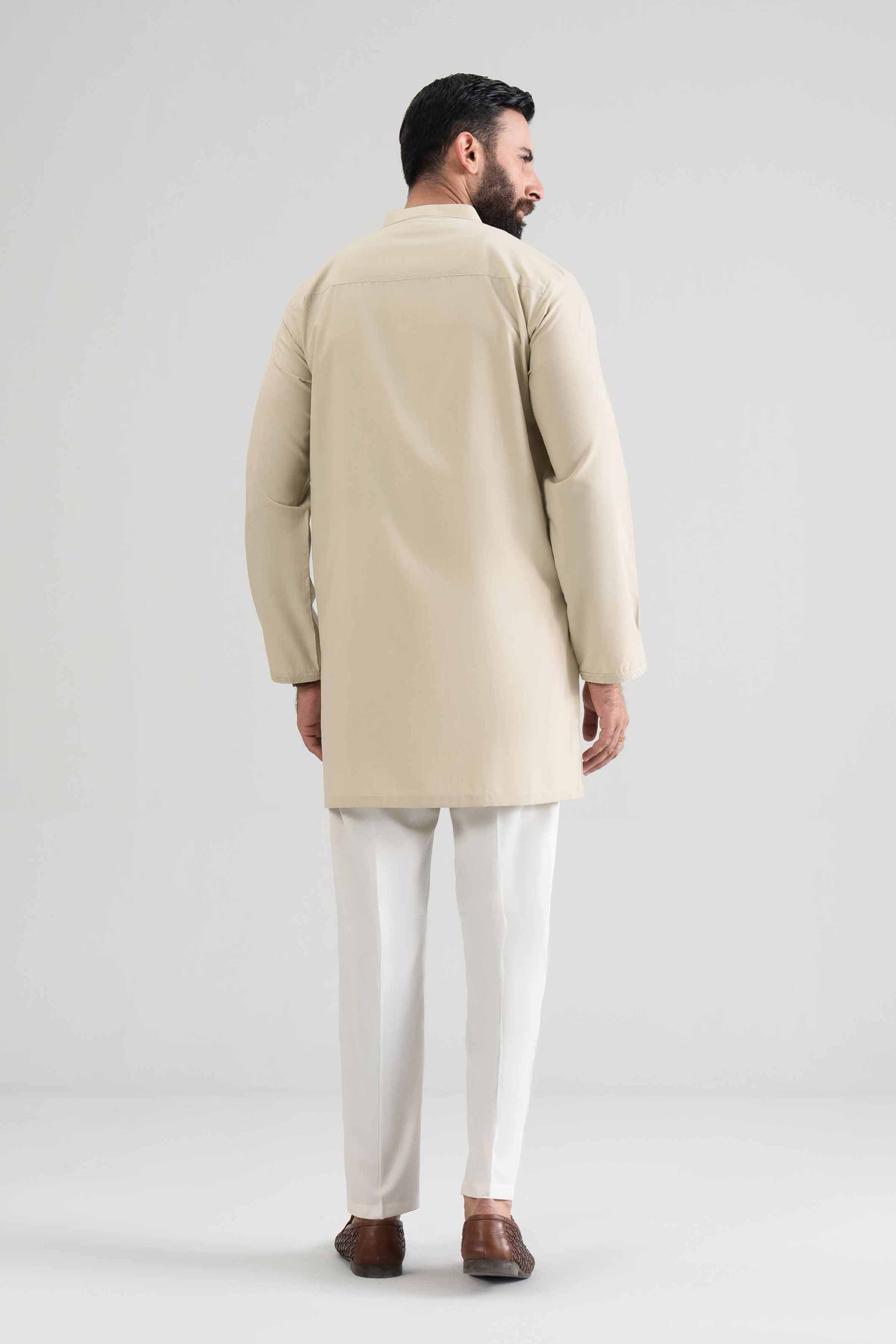 NishatUK - Beige Embroidered Blended 1-piece ready to wear kurta