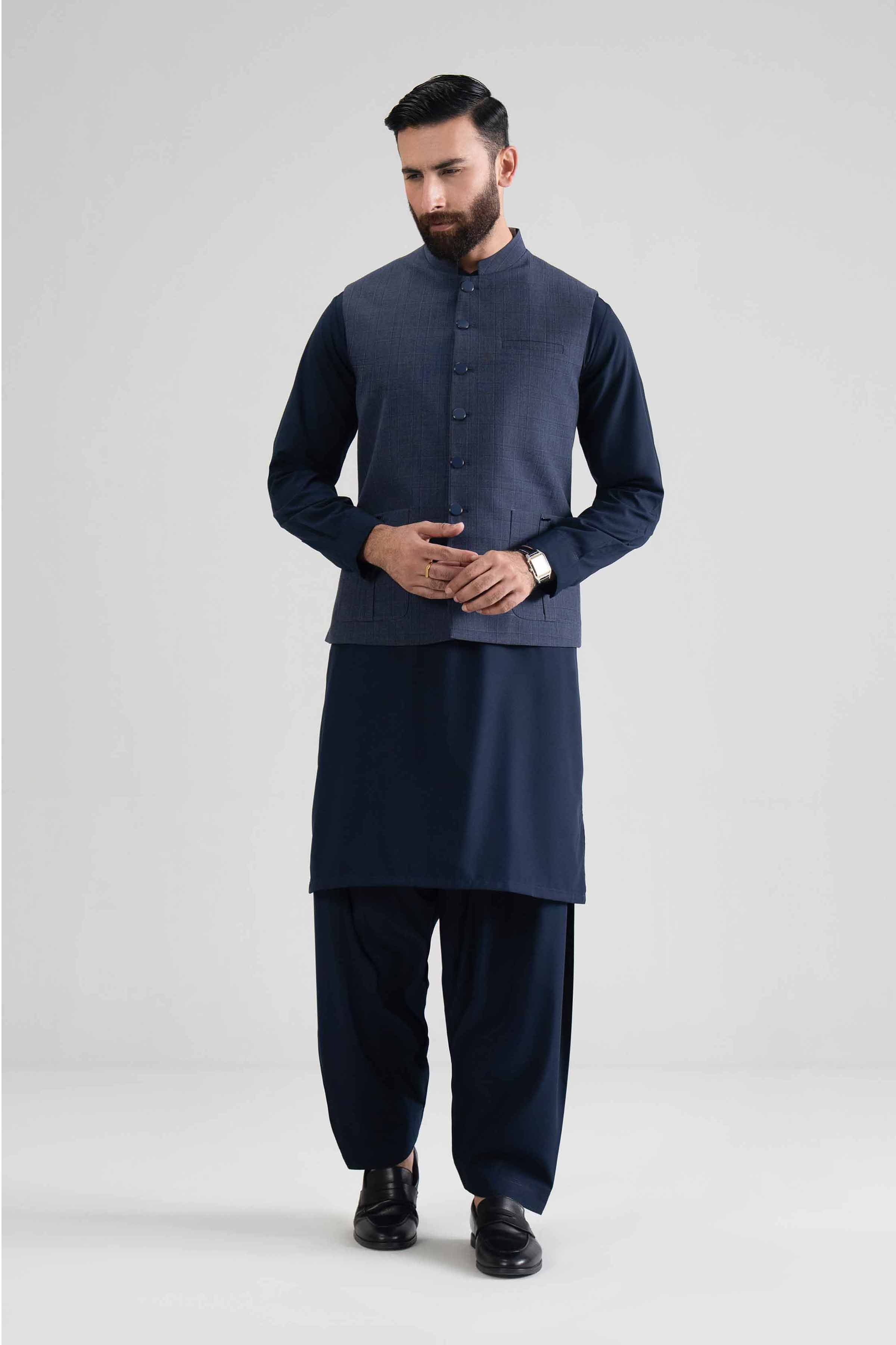 NishatUK - Navy Solids Blended 3-piece ready to wear Suit