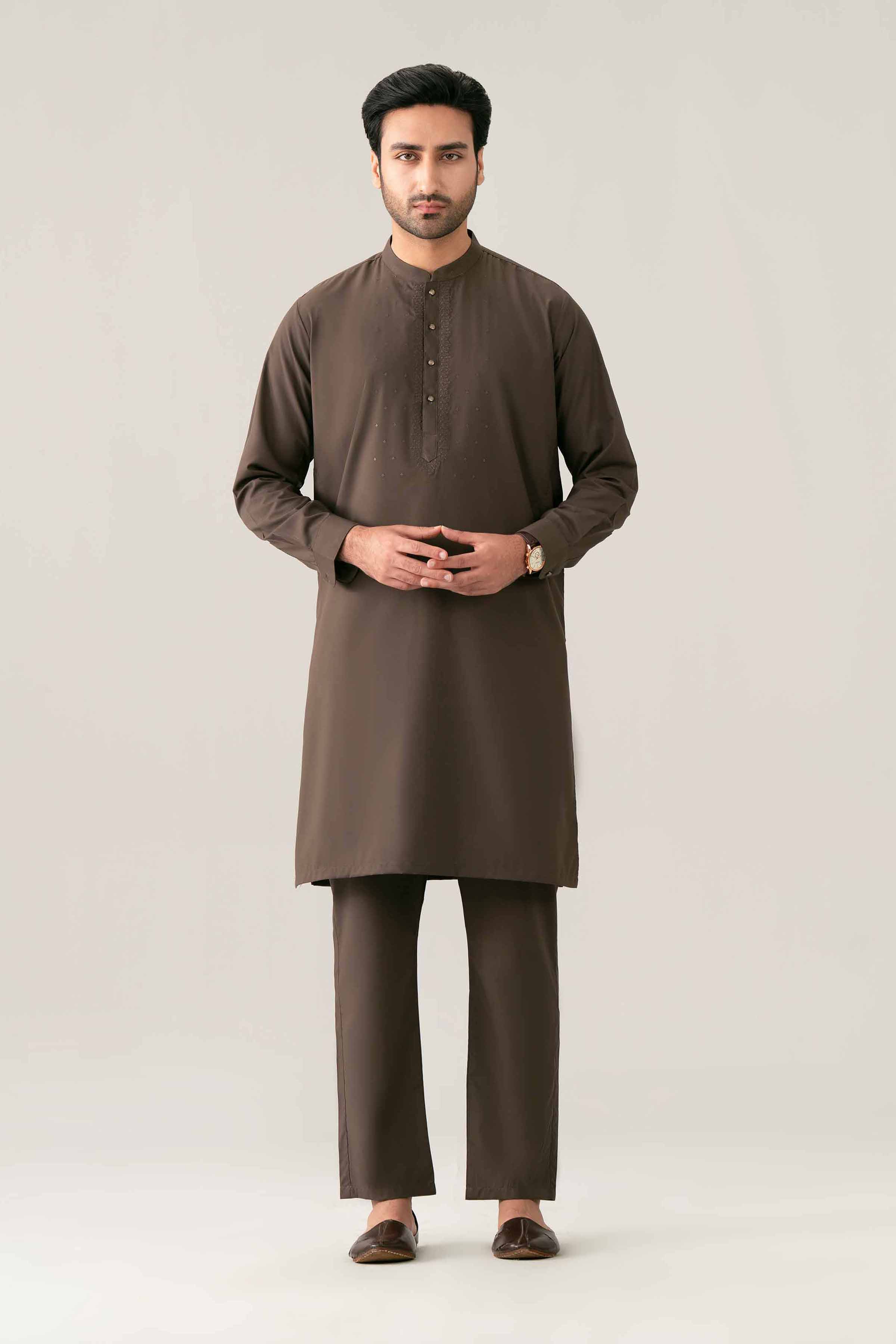 Nishat UK - Brown Embroidered PV 2 Pieces ready to wear Suit