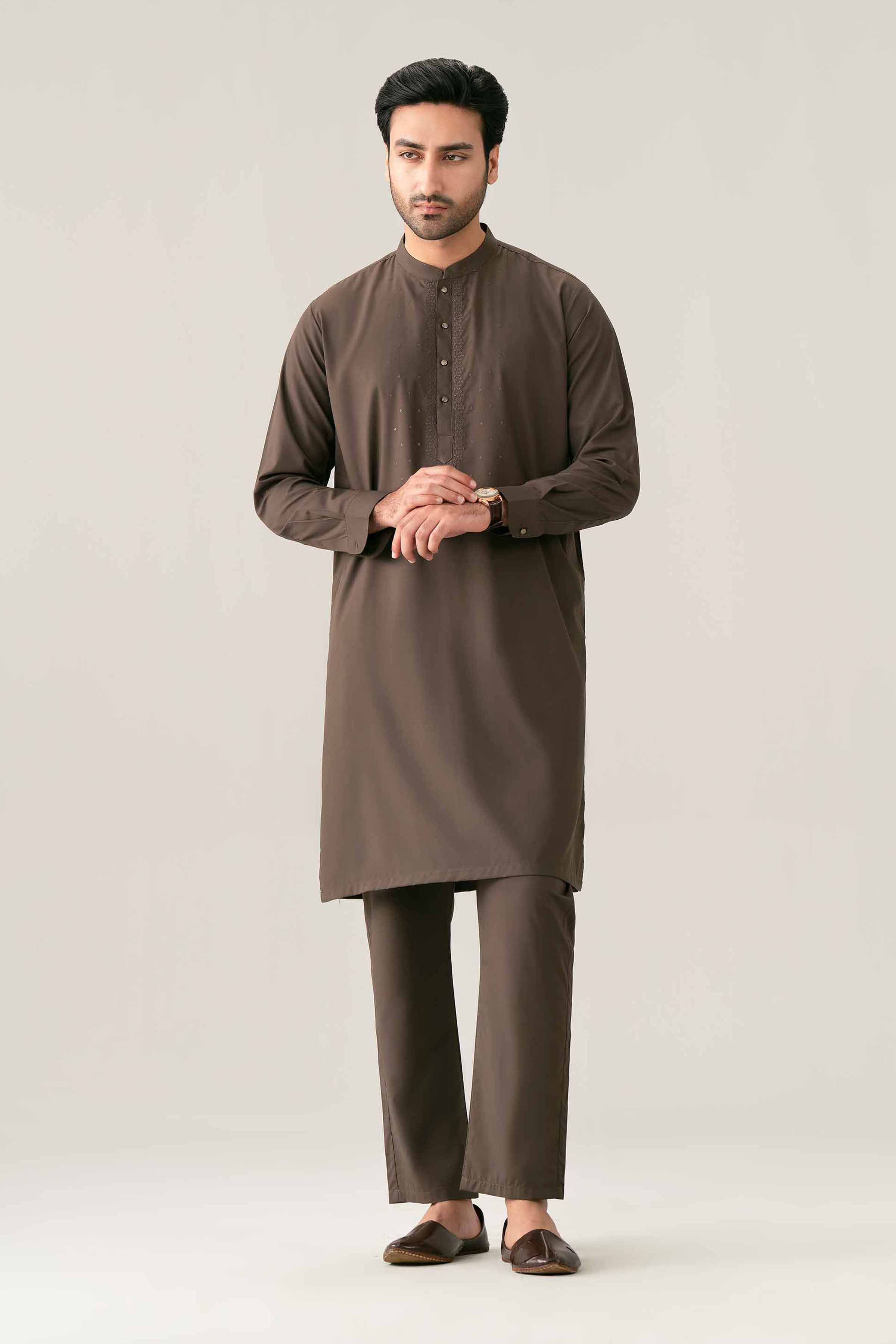 Nishat UK - Brown Embroidered PV 2 Pieces ready to wear Suit