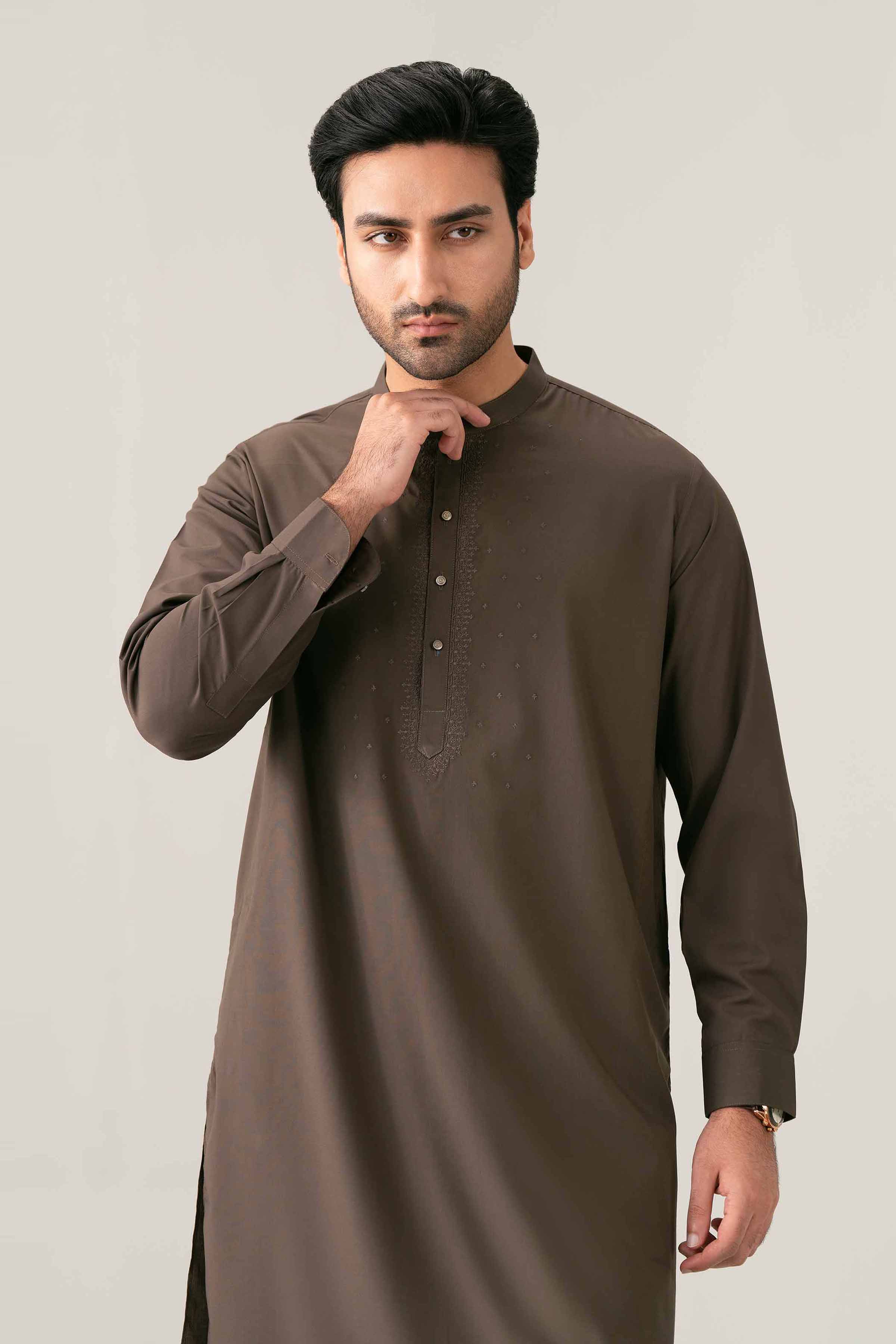 Nishat UK - Brown Embroidered PV 2 Pieces ready to wear Suit
