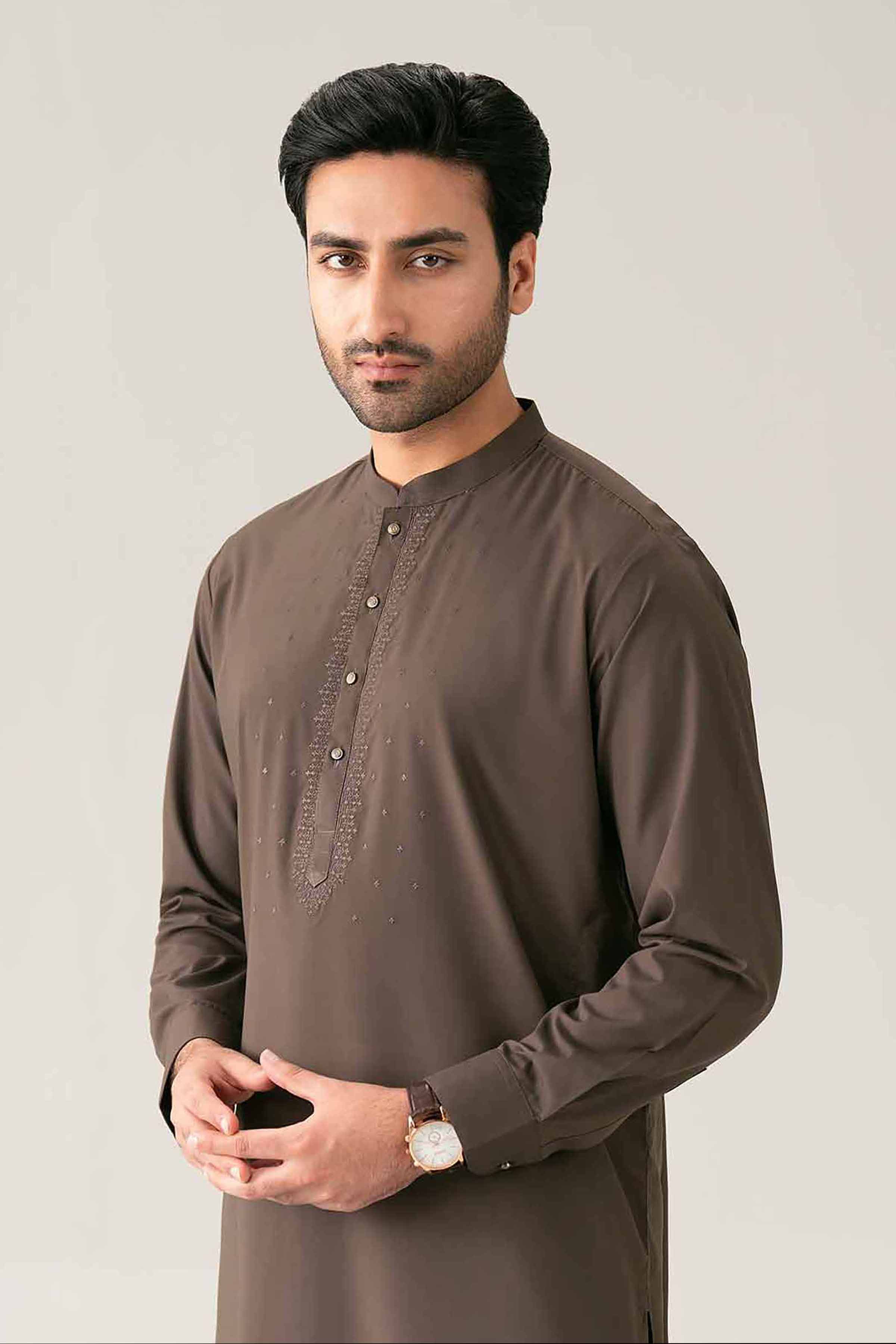 Nishat UK - Brown Embroidered PV 2 Pieces ready to wear Suit