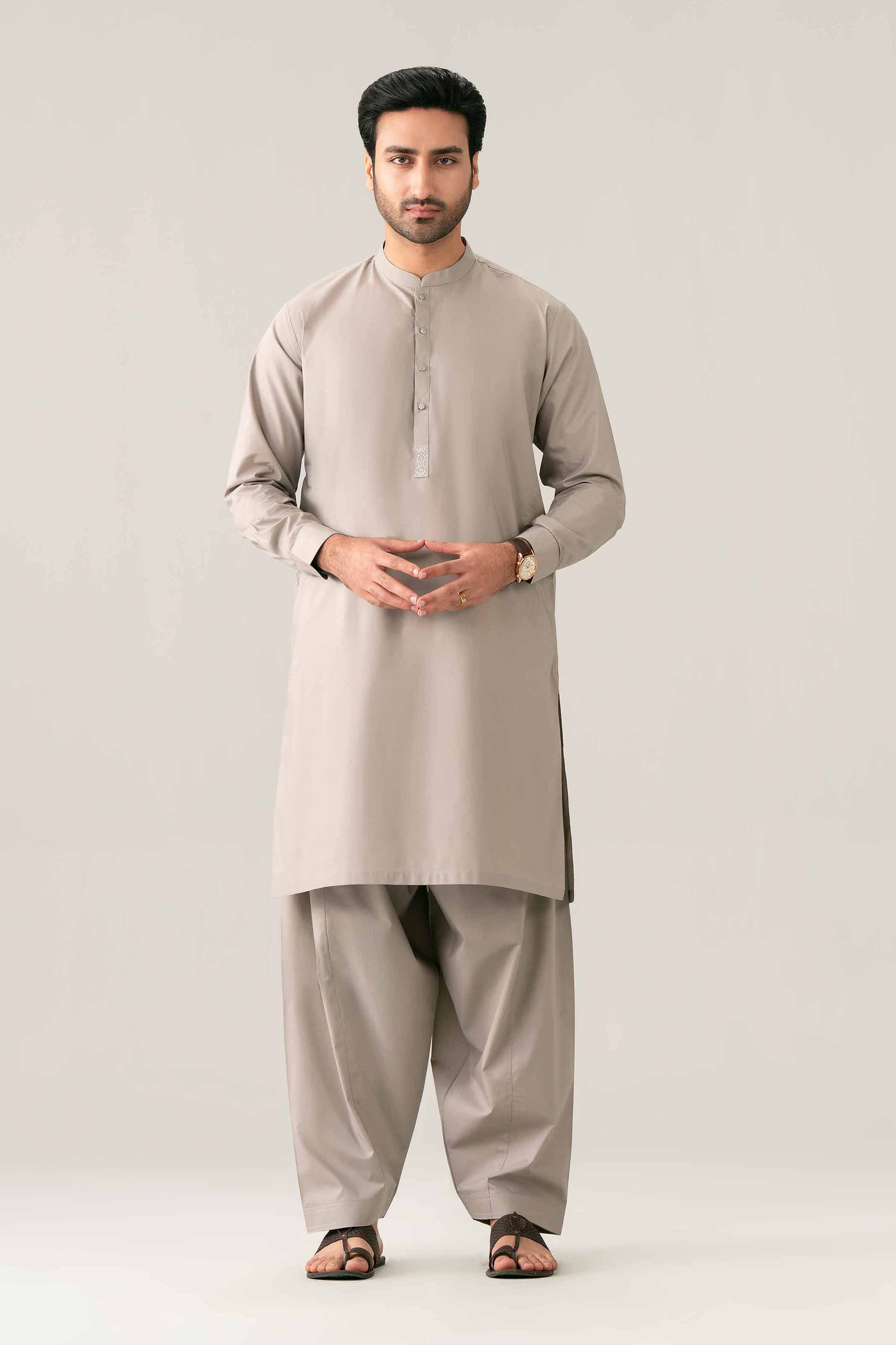 Nishat UK - Grey Embroidered Cotton 2-piece ready to wear Dress