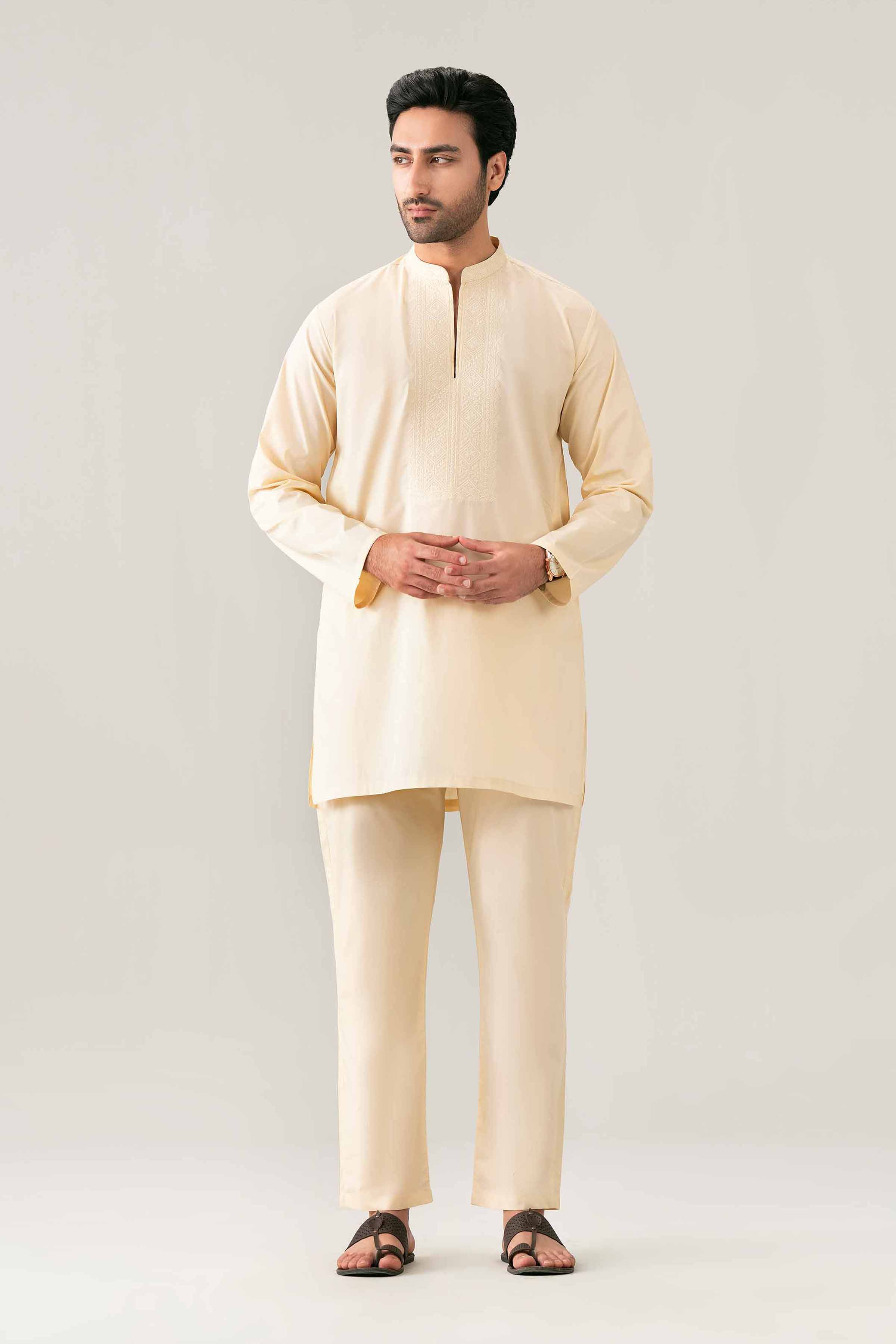 Nishat UK - Off white Embroidered Cotton 2-piece ready to wear Dress