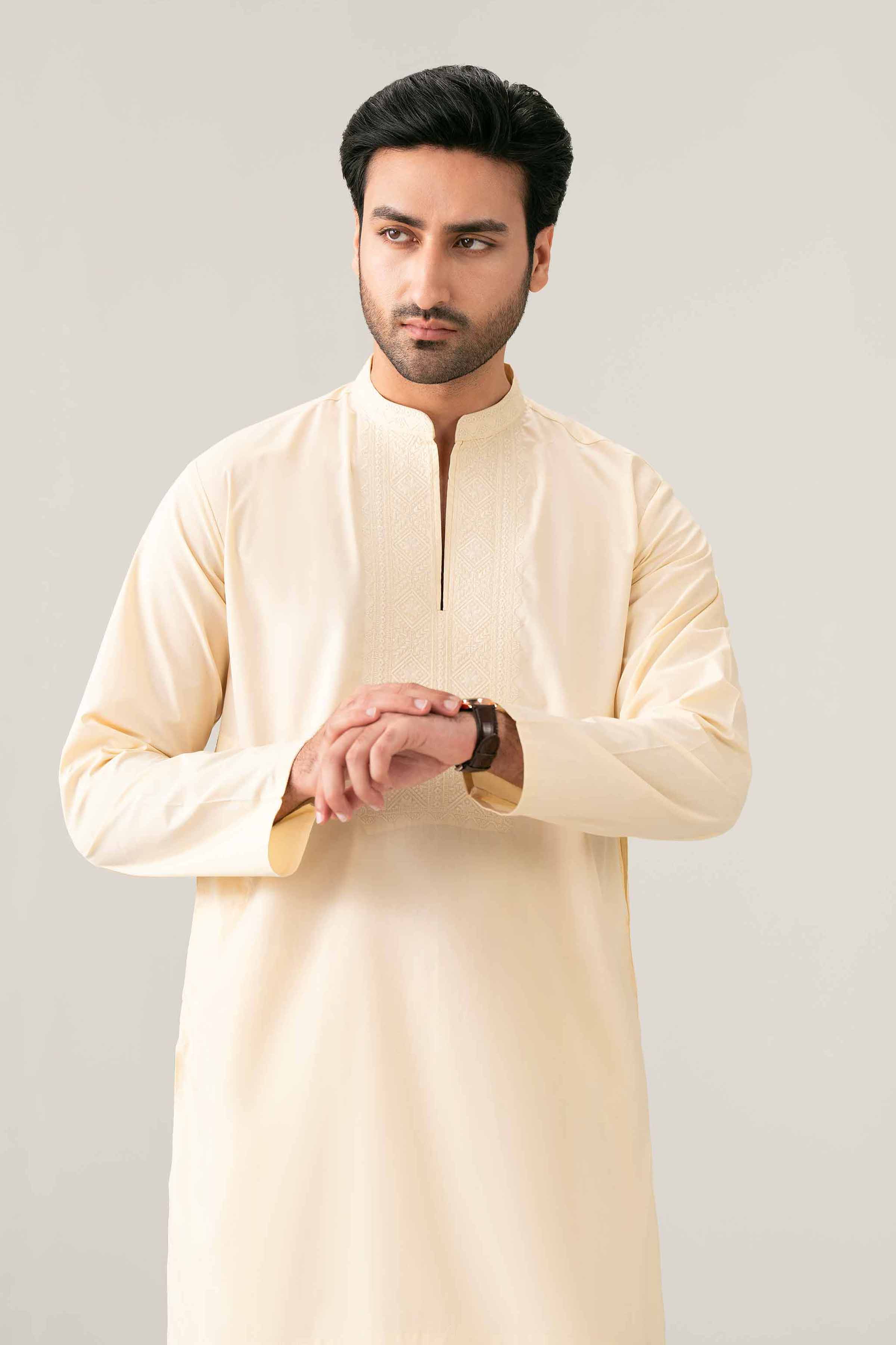 Nishat UK - Off white Embroidered Cotton 2-piece ready to wear Dress