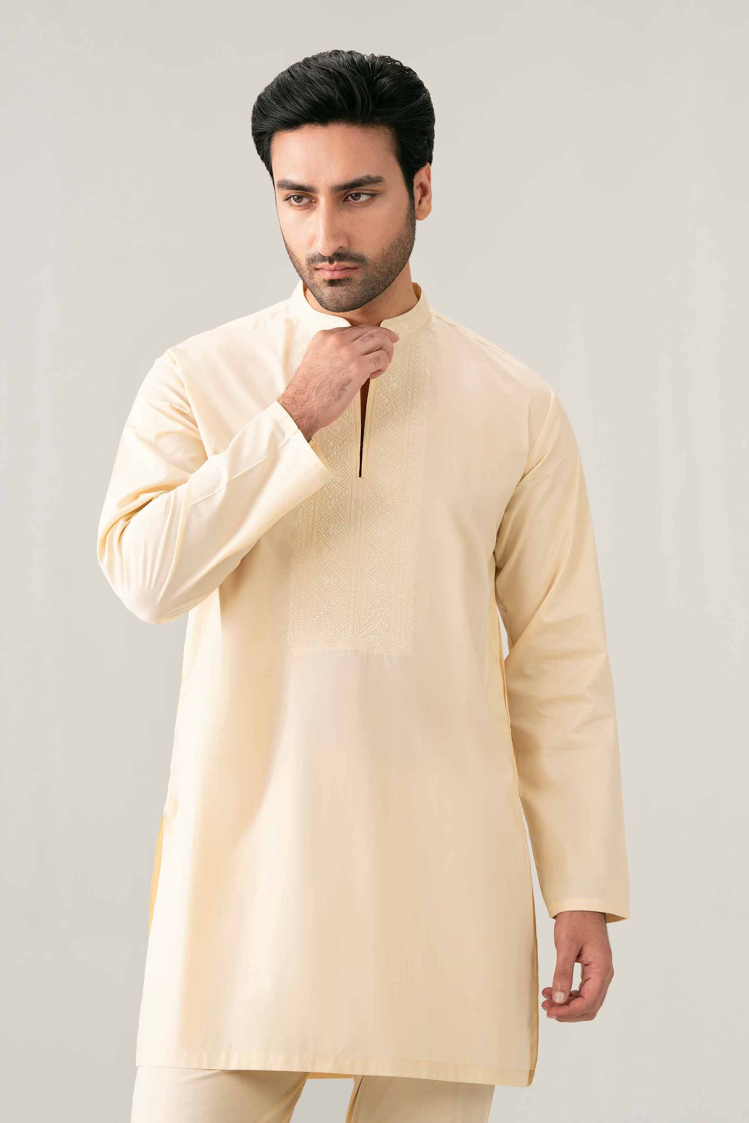 Nishat UK - Off white Embroidered Cotton 2-piece ready to wear Dress