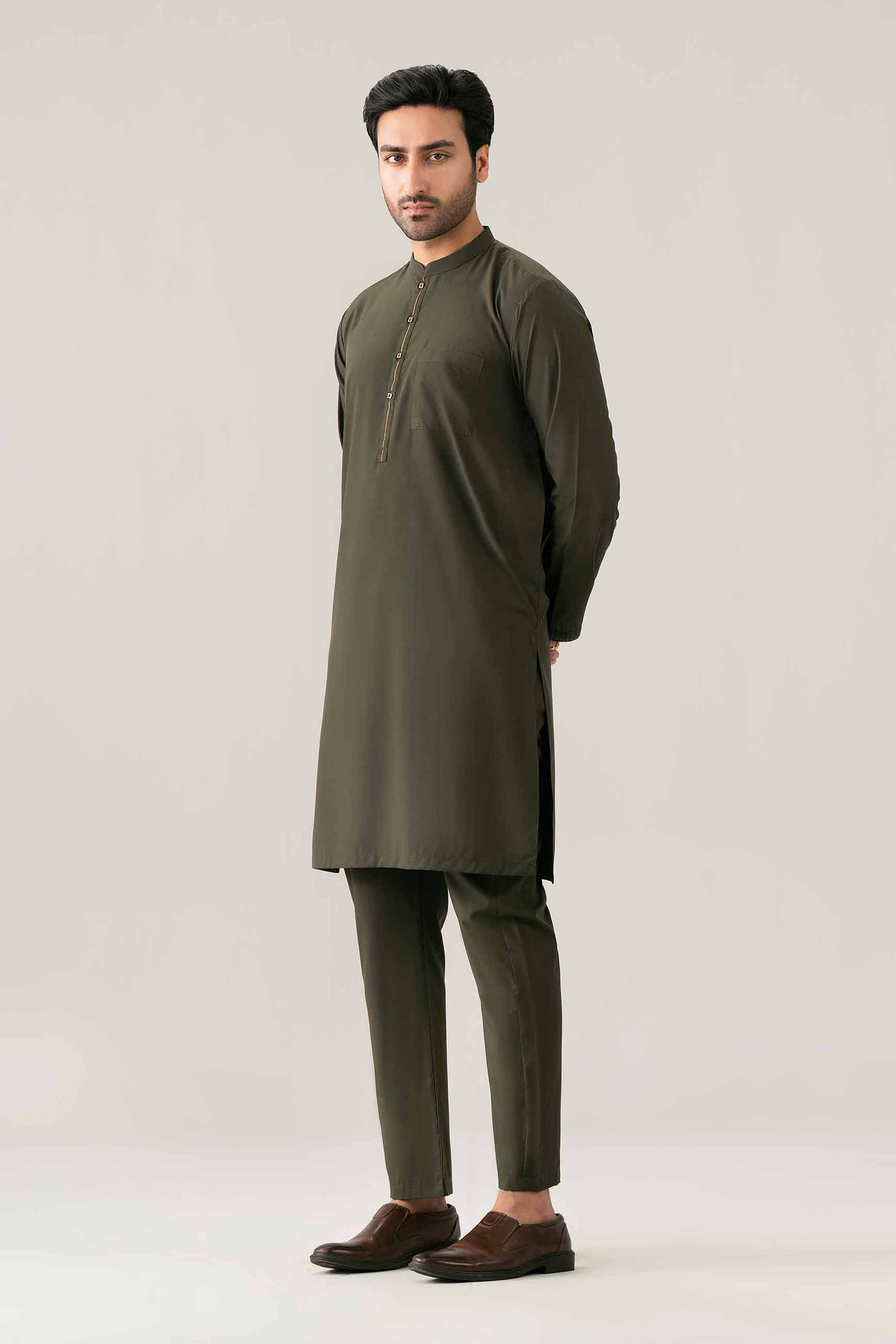 Nishat UK - Olive Embroidered PV 2-piece ready to wear Dress