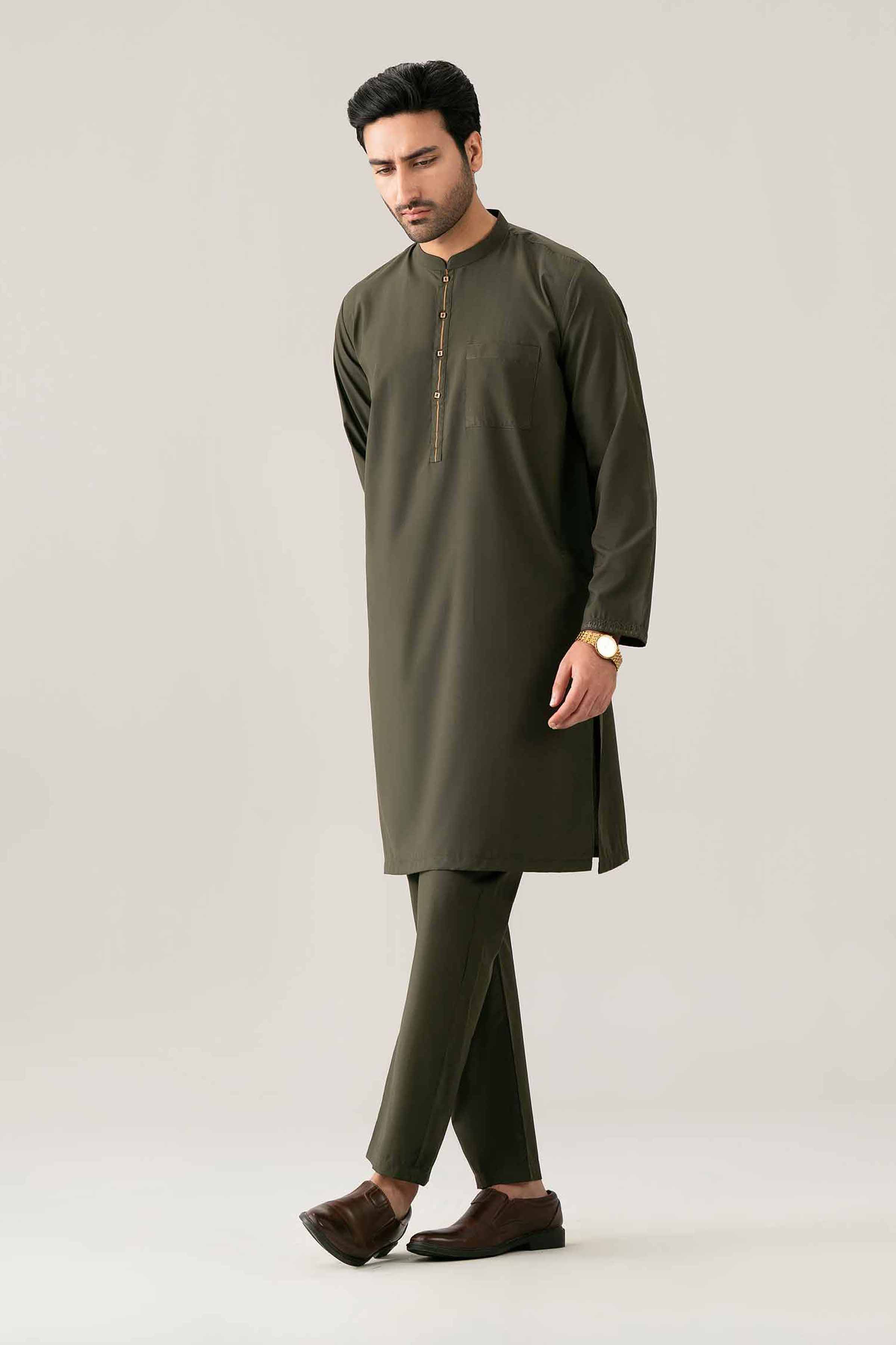Nishat UK - Olive Embroidered PV 2-piece ready to wear Dress