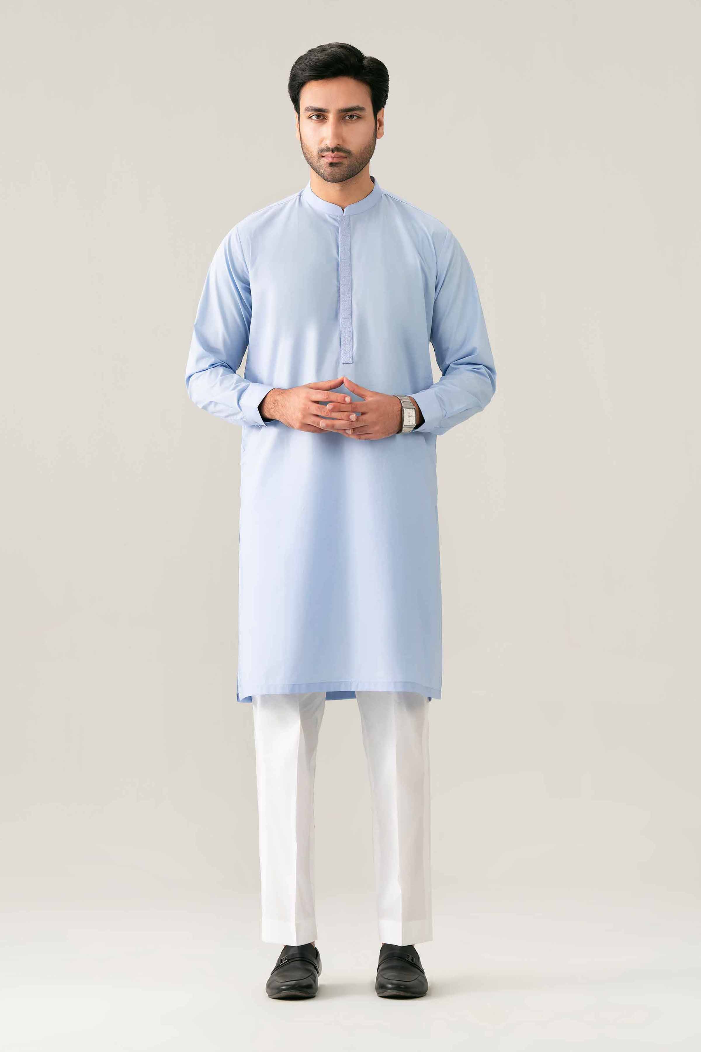 Nishat UK - Blue Embroidered Cotton 1-piece ready to wear kurta