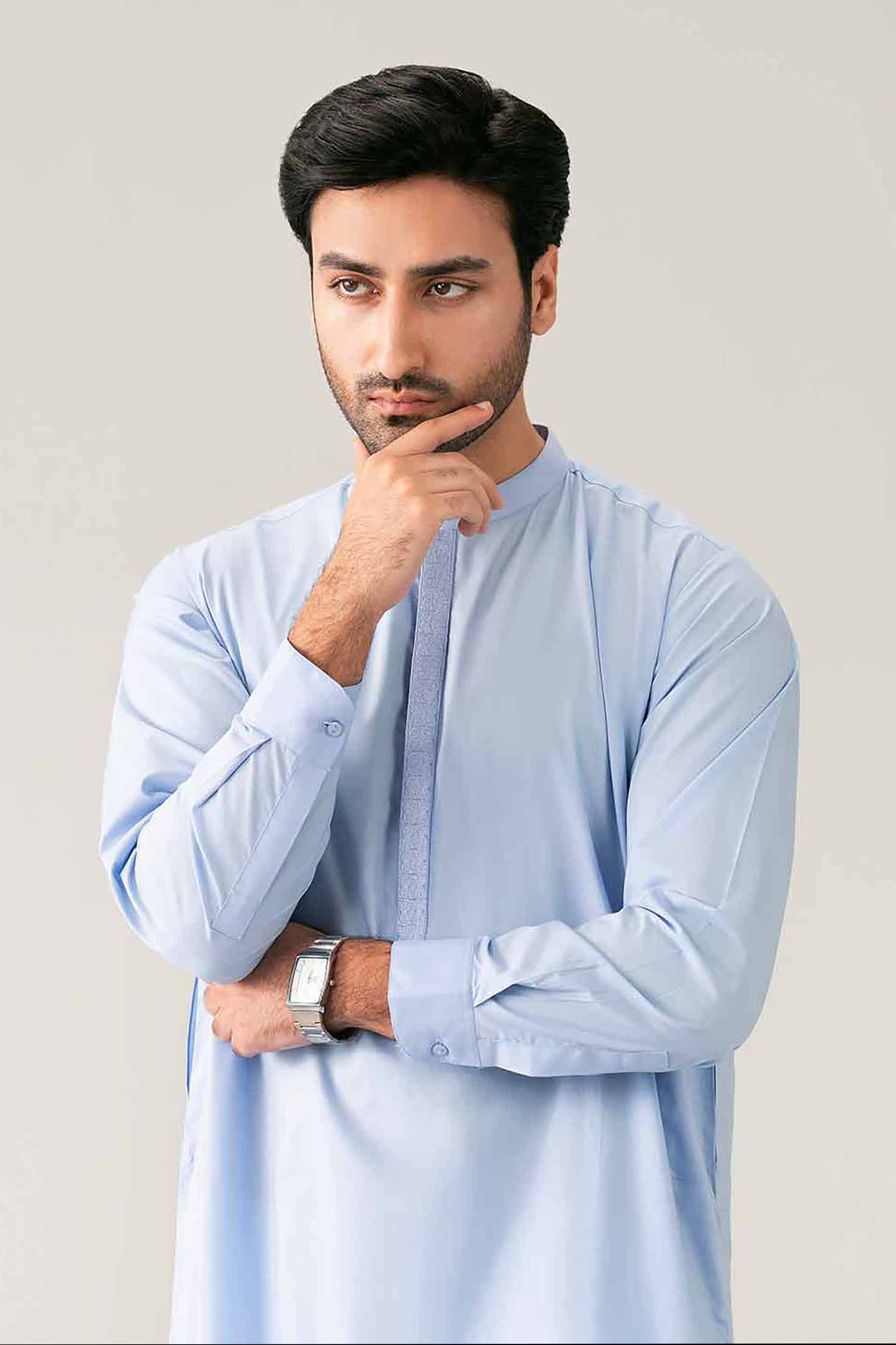 Nishat UK - Blue Embroidered Cotton 1-piece ready to wear kurta