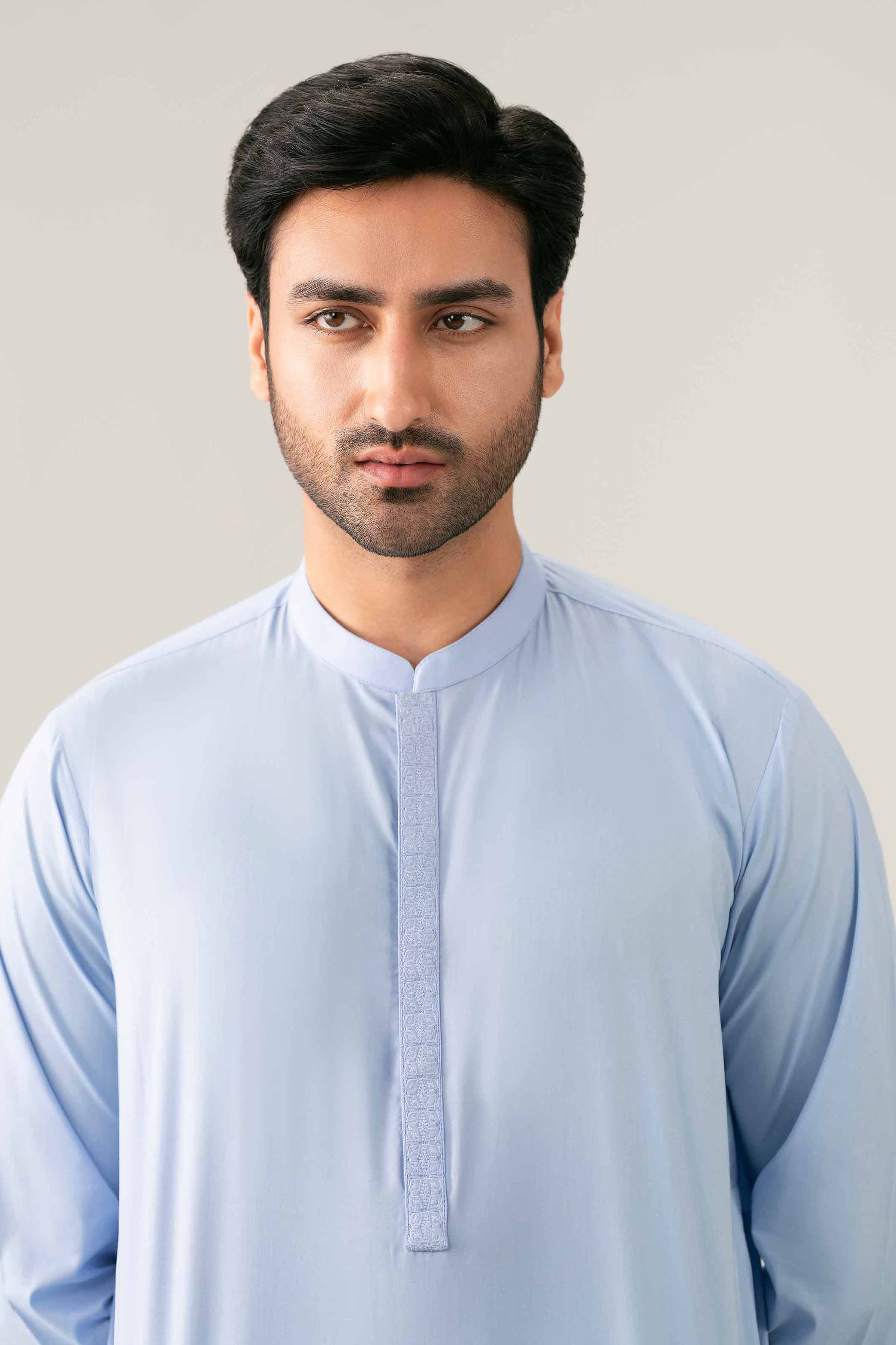 Nishat UK - Blue Embroidered Cotton 1-piece ready to wear kurta