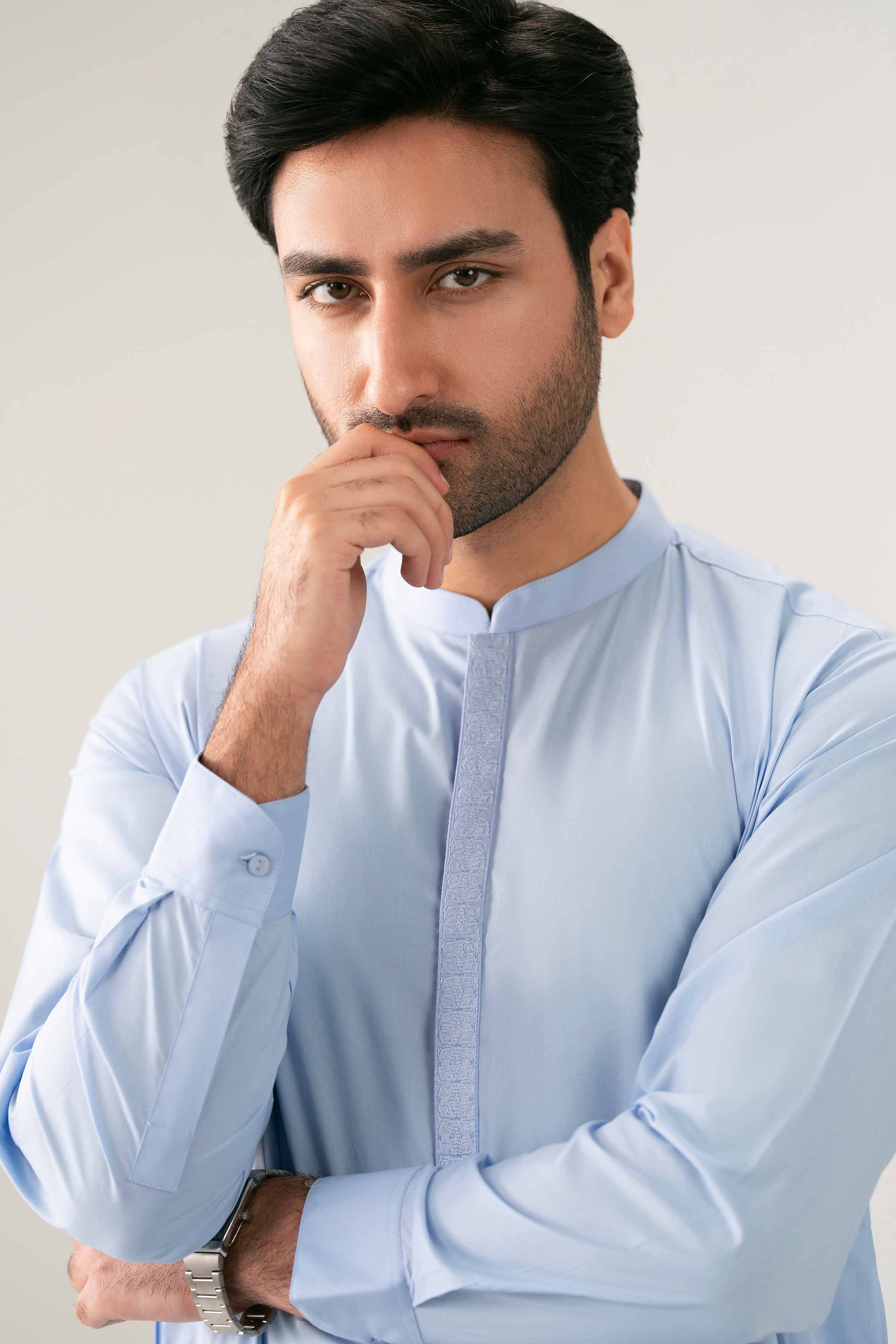 Nishat UK - Blue Embroidered Cotton 1-piece ready to wear kurta