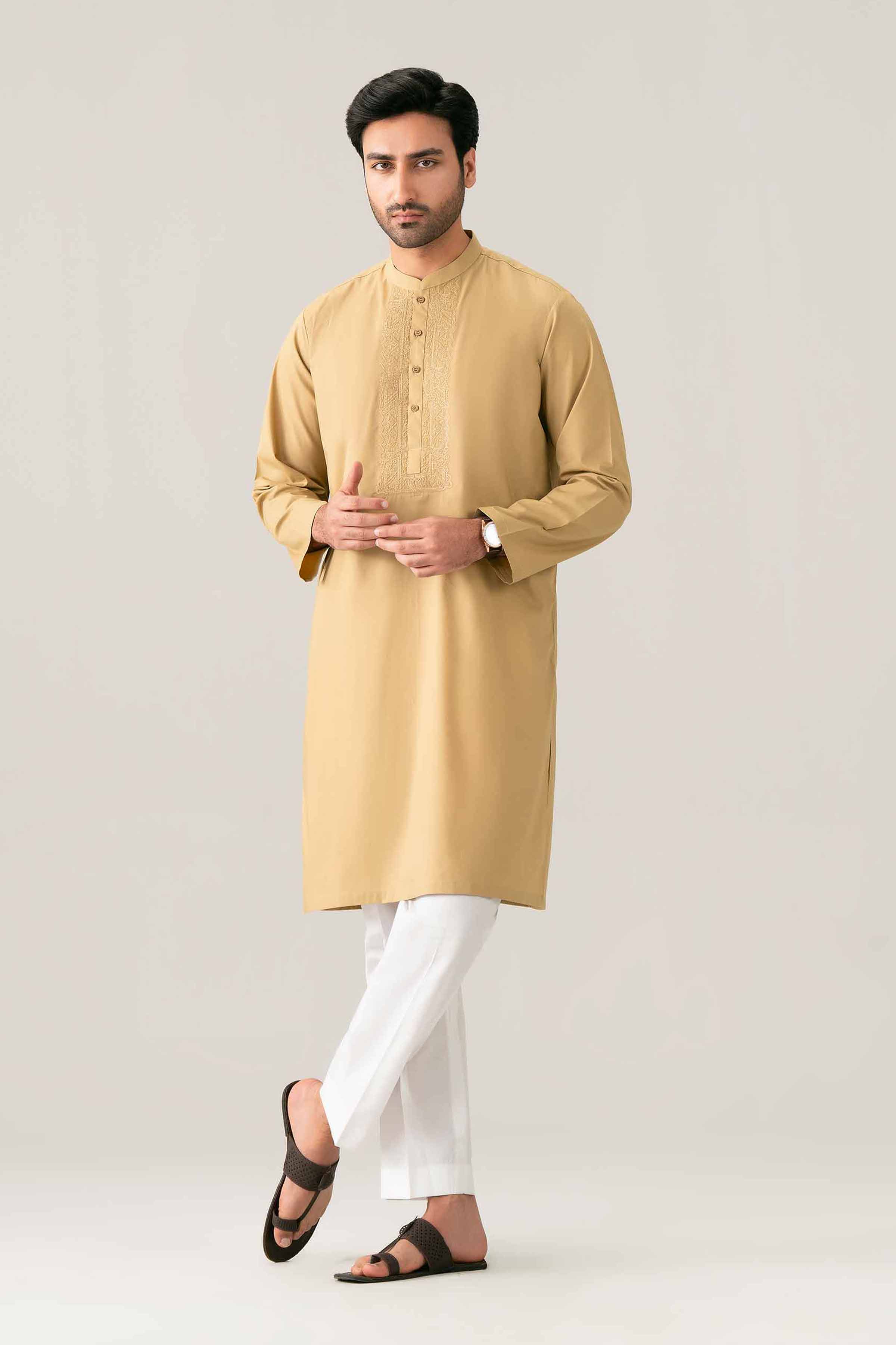 Nishat UK - Brown Embroidered Cotton 1-piece ready to wear kurta