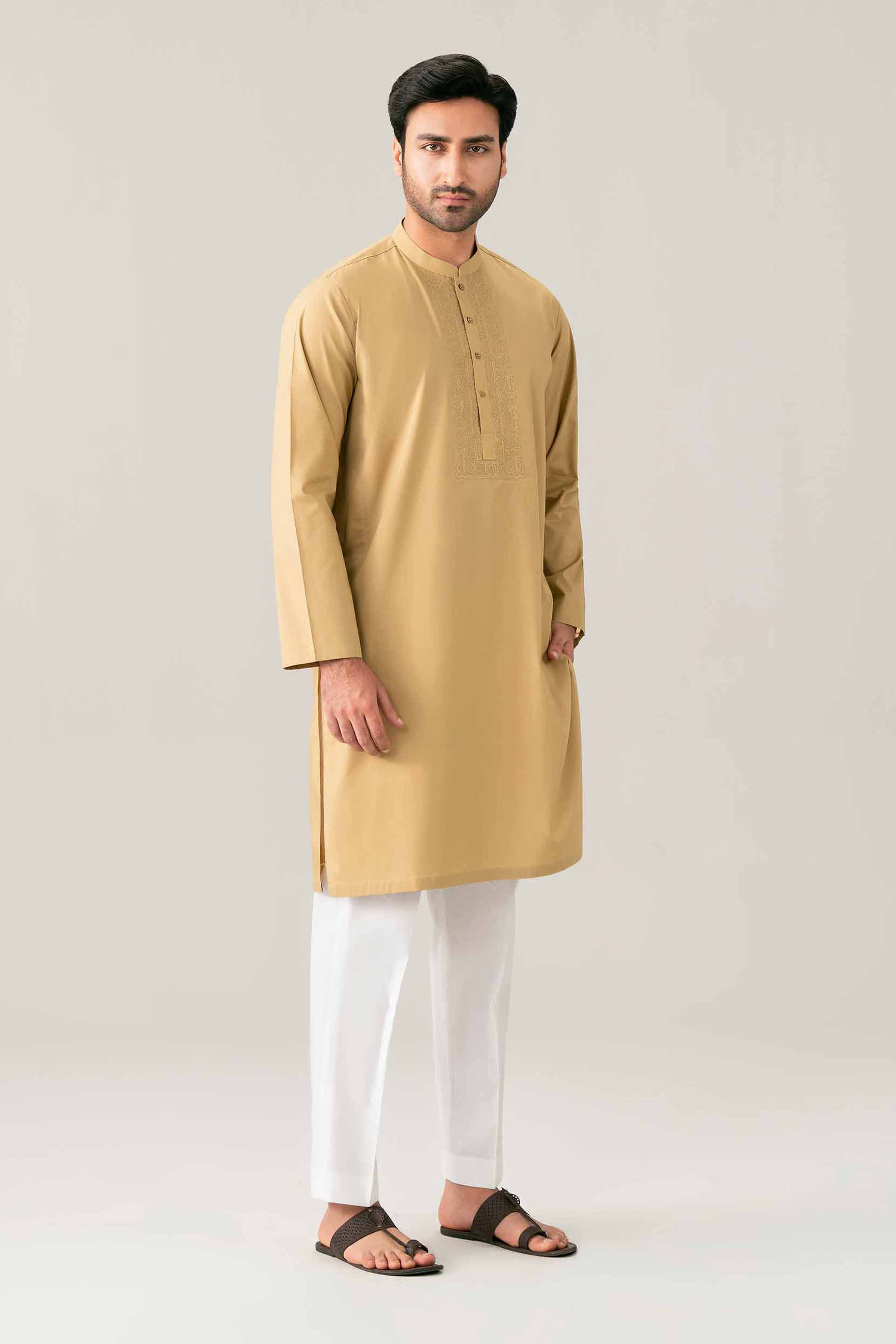 Nishat UK - Brown Embroidered Cotton 1-piece ready to wear kurta