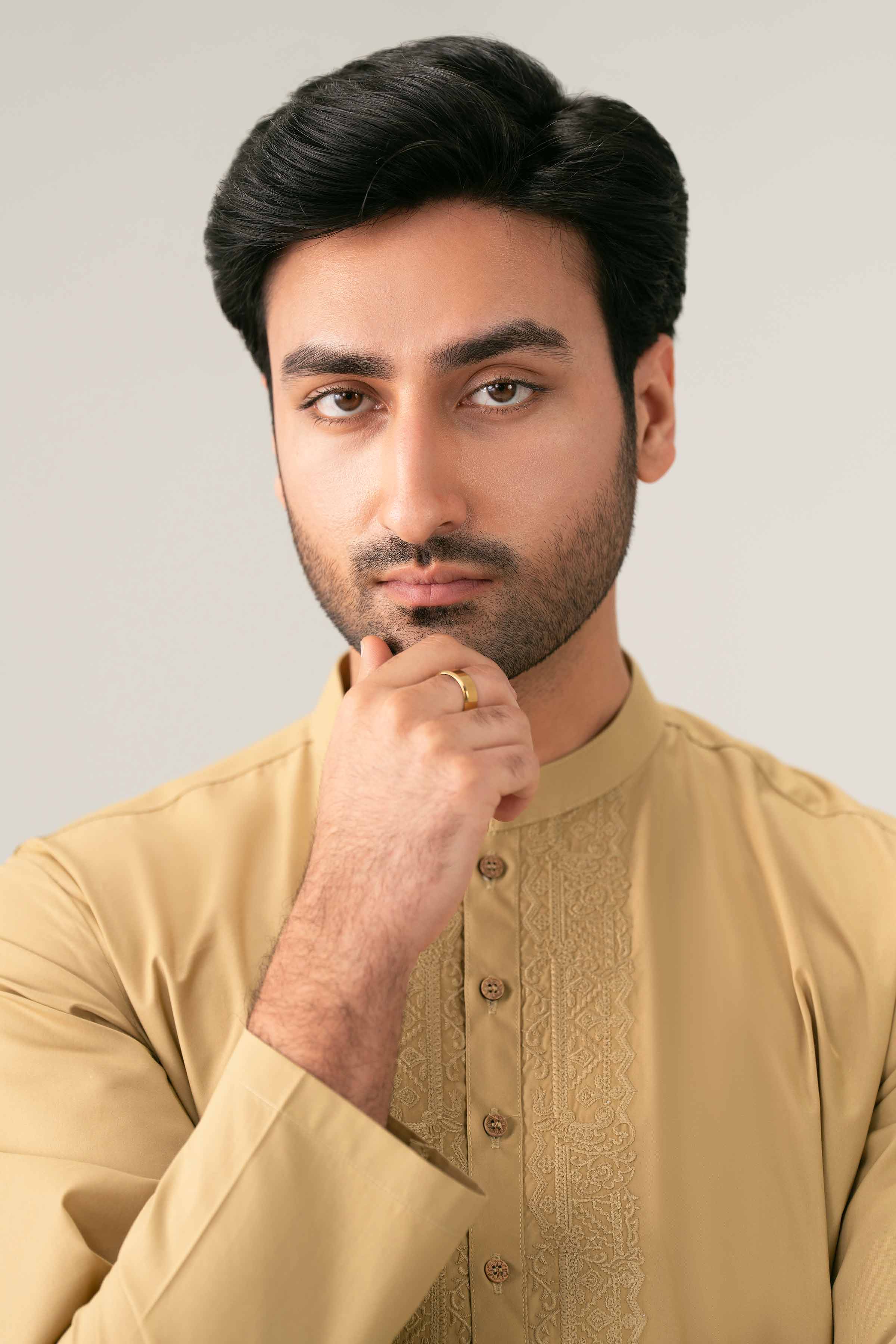 Nishat UK - Brown Embroidered Cotton 1-piece ready to wear kurta