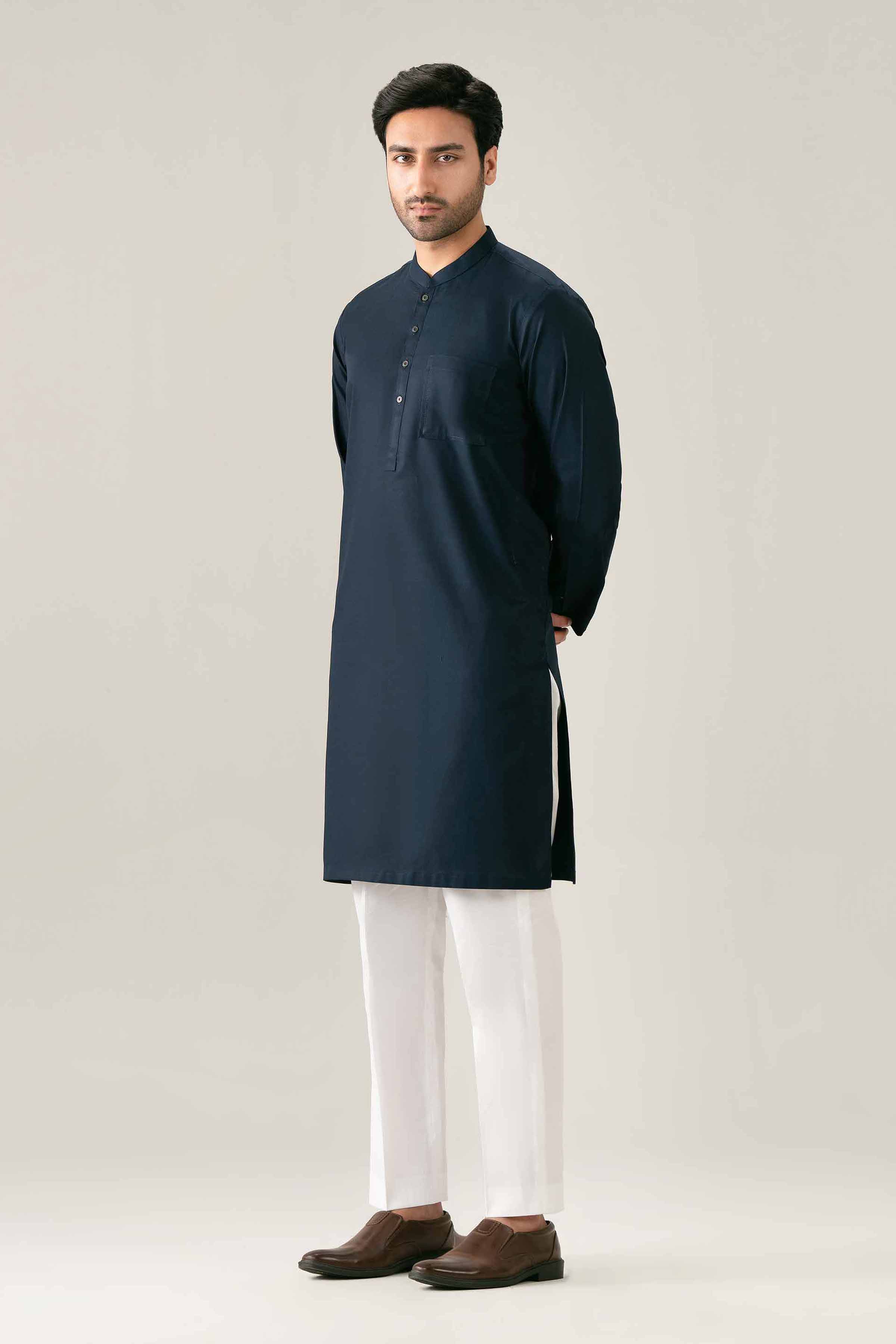 Nishat UK - Blue Solids  Cotton 1 Piece ready to wear Kurta
