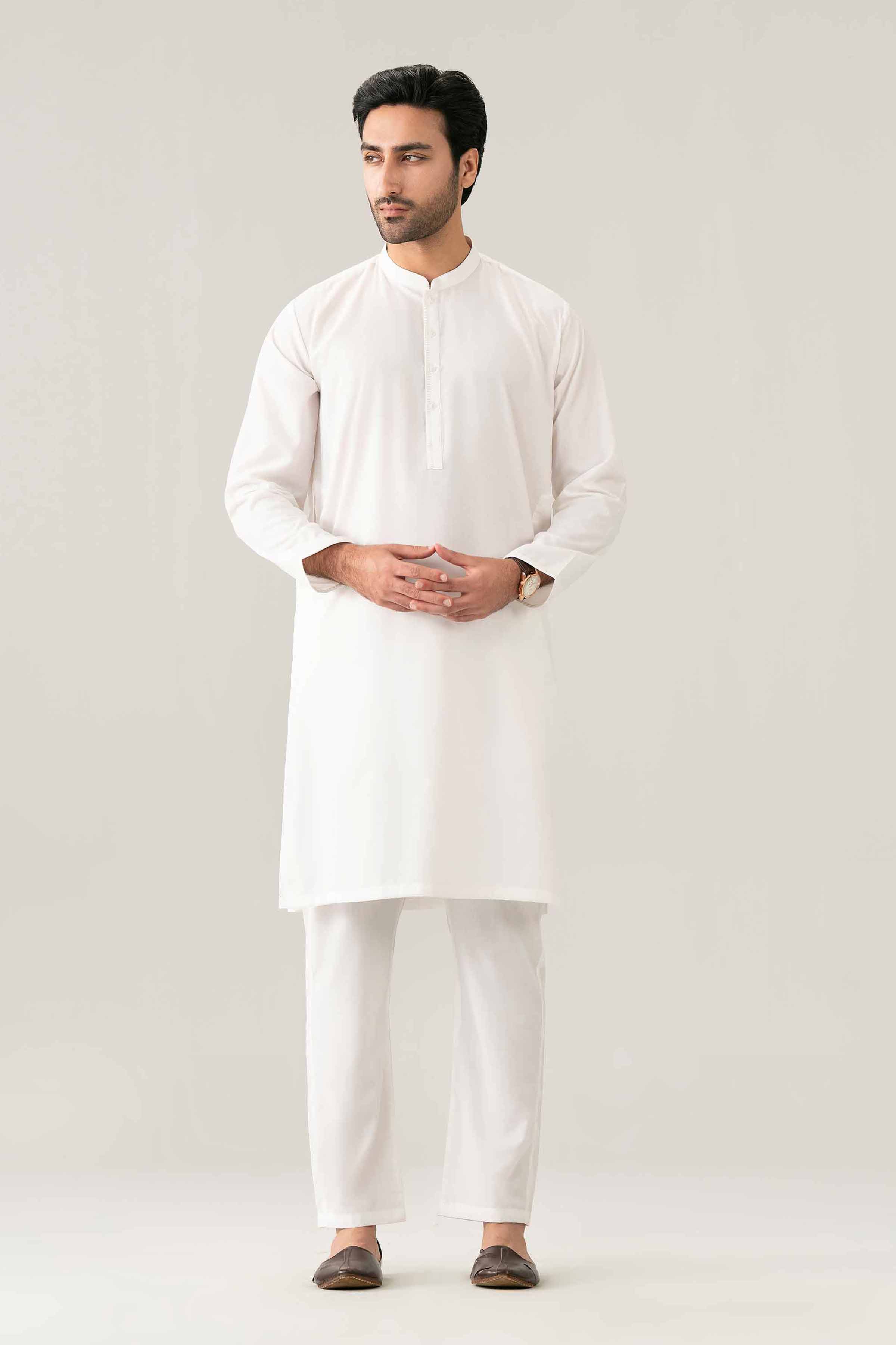 Nishat UK - White Embroidered PV 1 Piece ready to wear Kurta