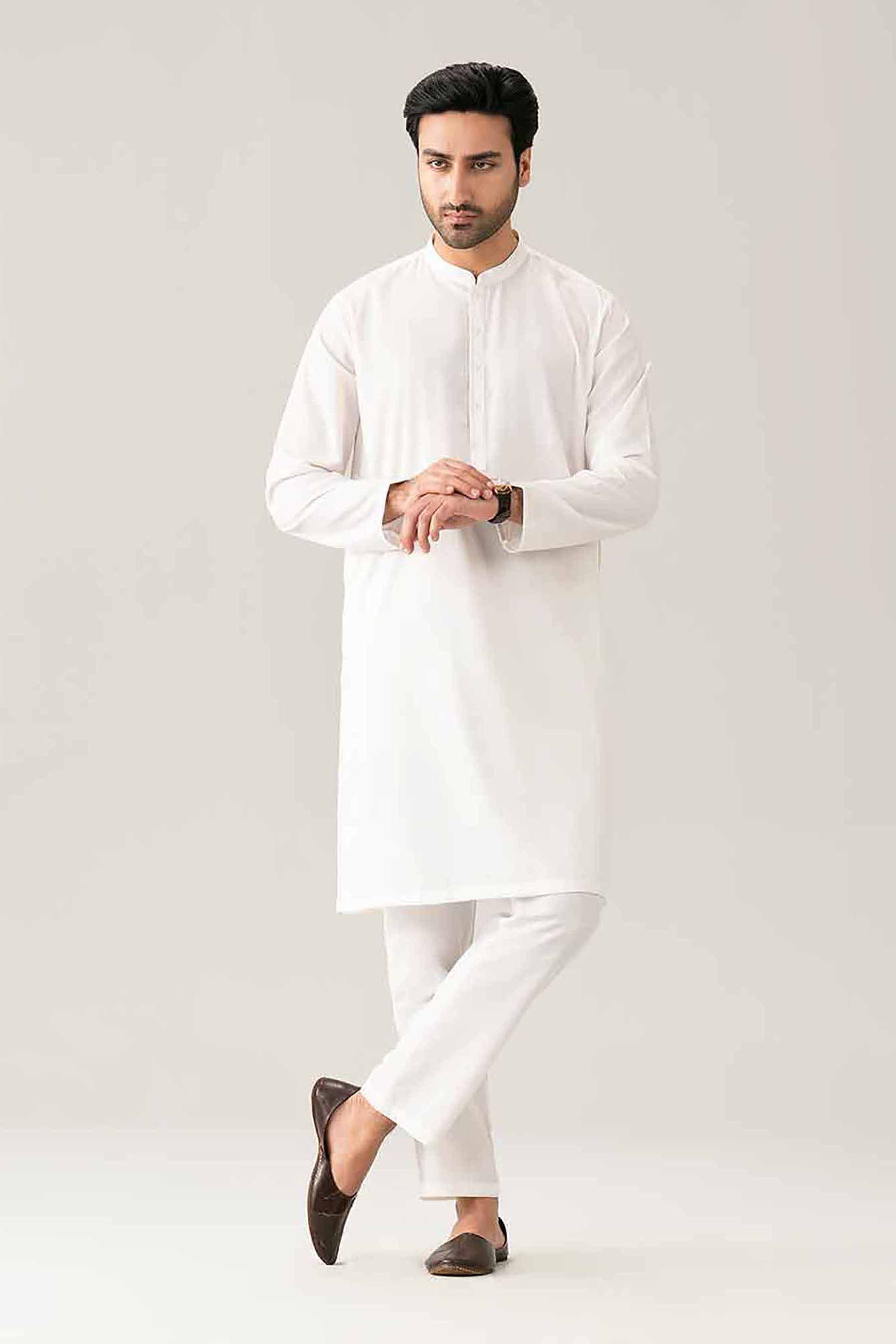 Nishat UK - White Embroidered PV 1 Piece ready to wear Kurta