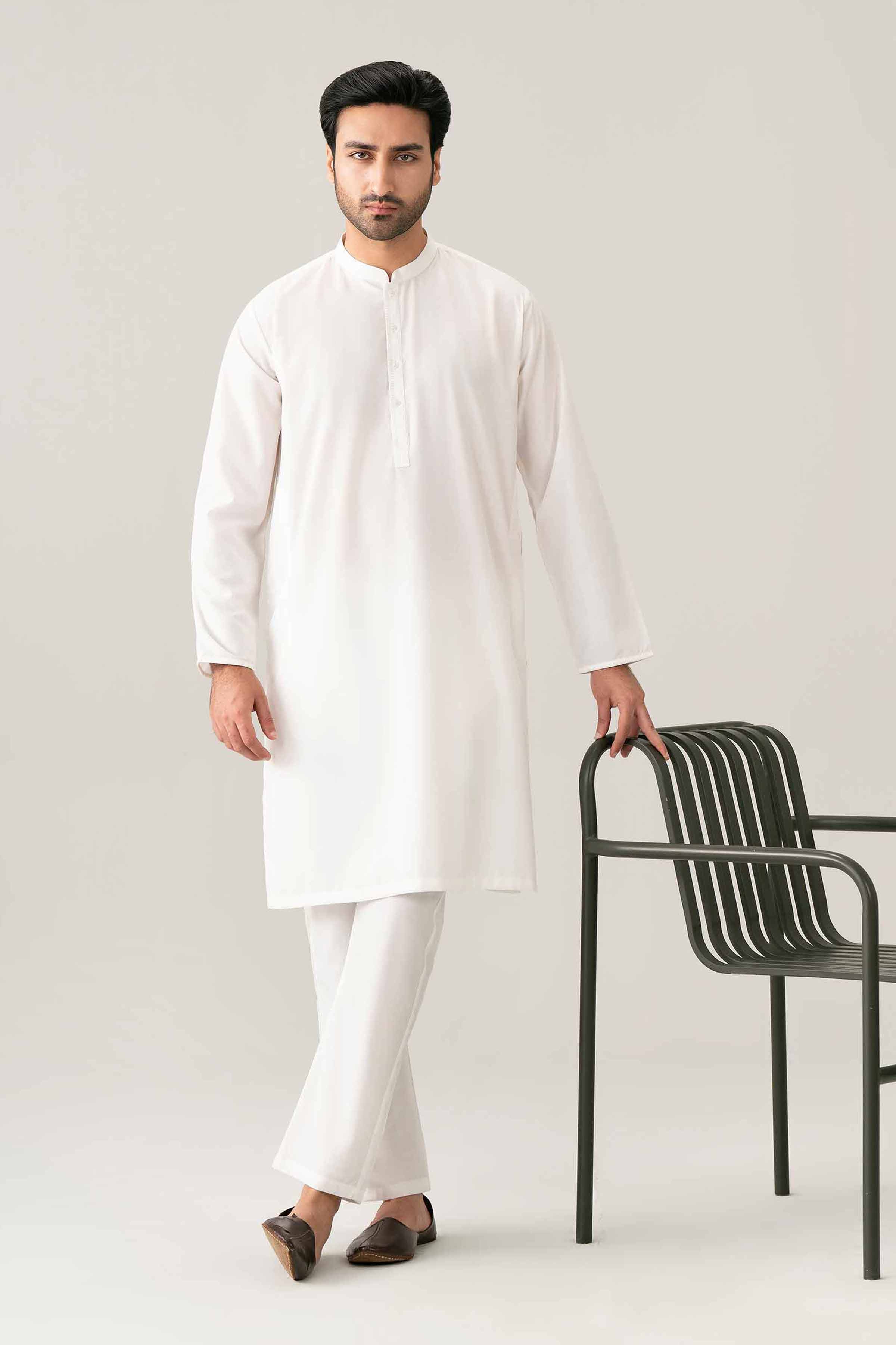 Nishat UK - White Embroidered PV 1 Piece ready to wear Kurta