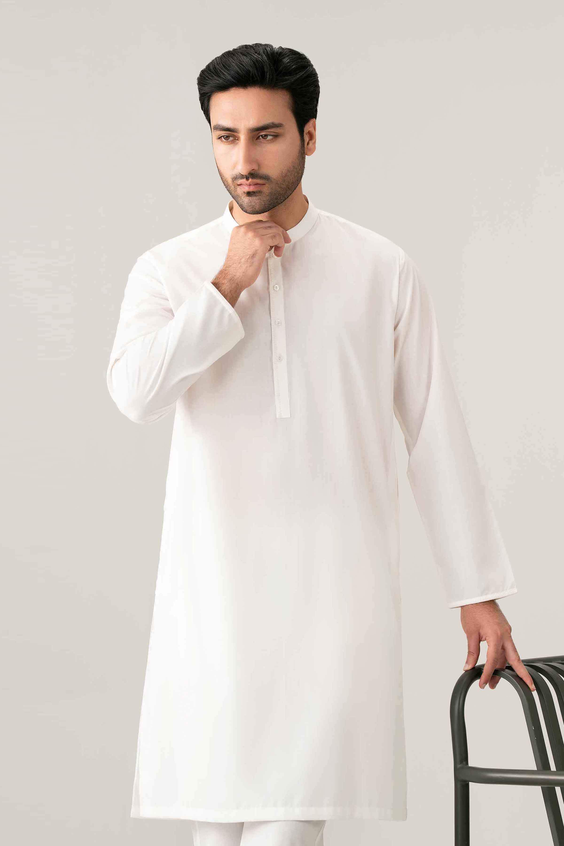Nishat UK - White Embroidered PV 1 Piece ready to wear Kurta