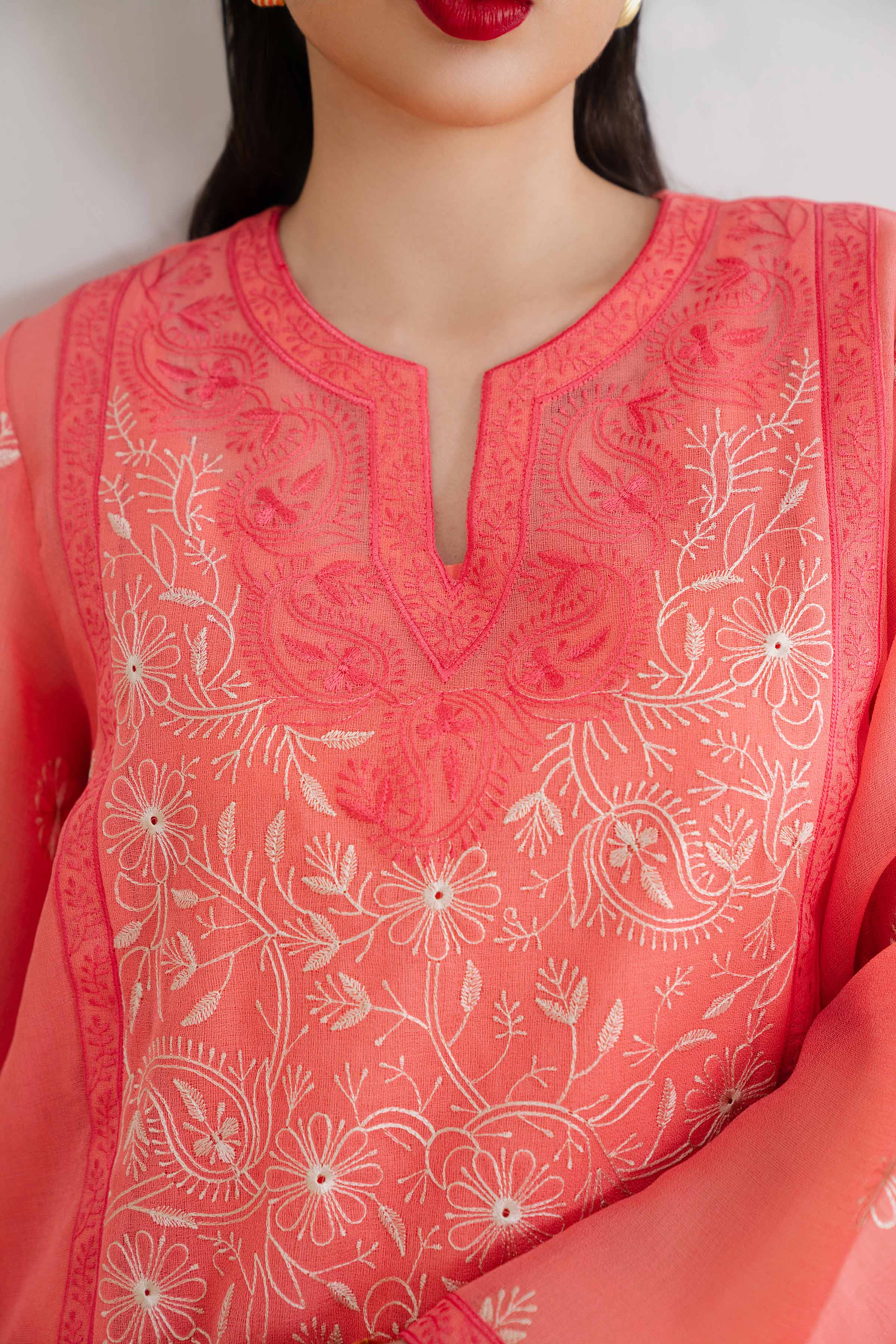 NishatUK - Brown Embroidered   Poly Fabric 2-piece ready to wear Dress