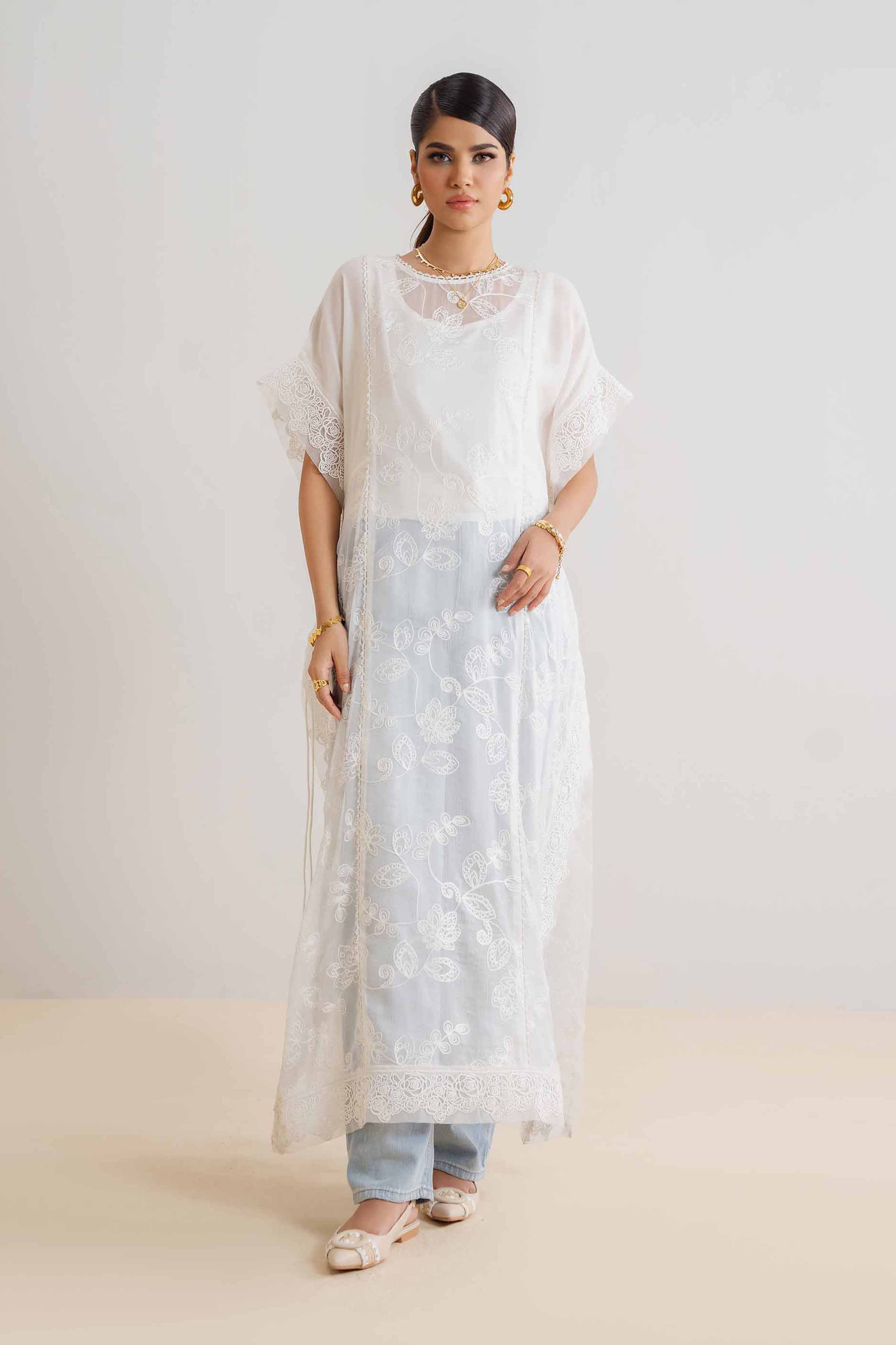 NishatUK - Brown Solids Cotton 1-piece ready to wear Kaftan