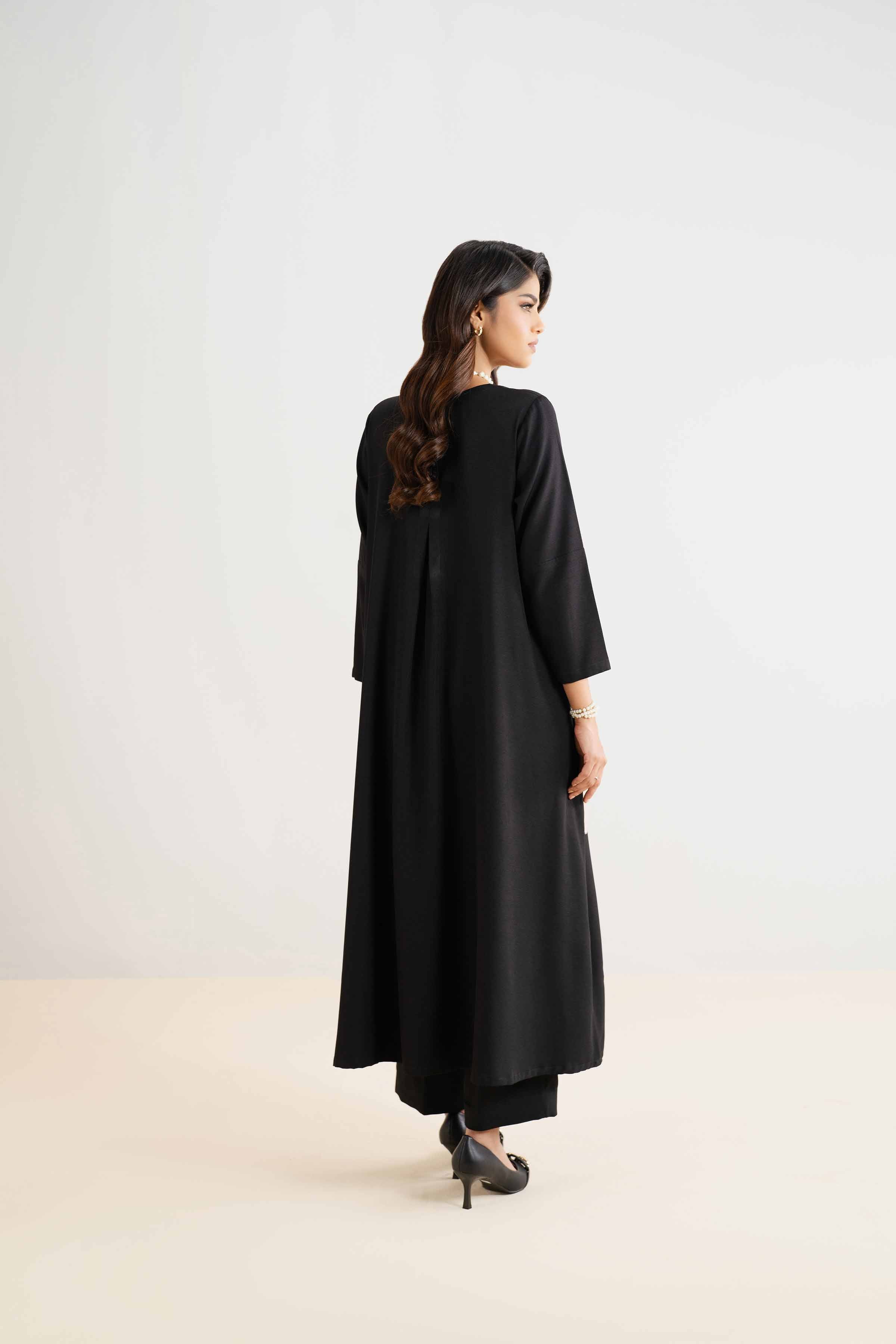 NishatUK - Brown Embroidered  Poly Fabric With Organza 1-piece ready to wear Long Dress