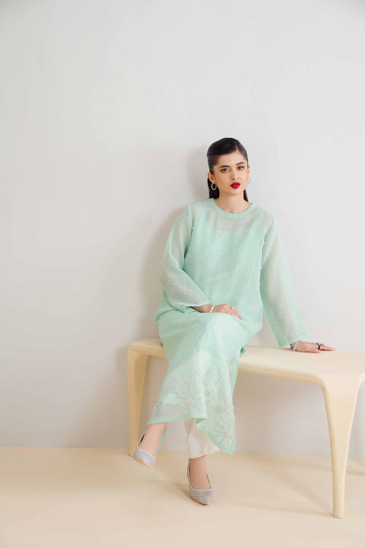 NishatUK - Brown Embroidered   Poly Fabric 2-piece ready to wear Dress